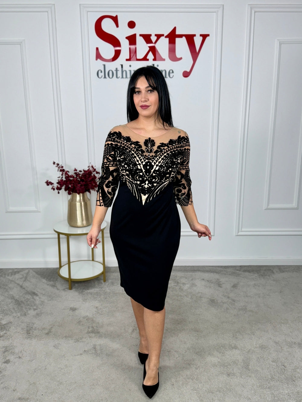 Rochie stofa cu insertii de catifea Nepa