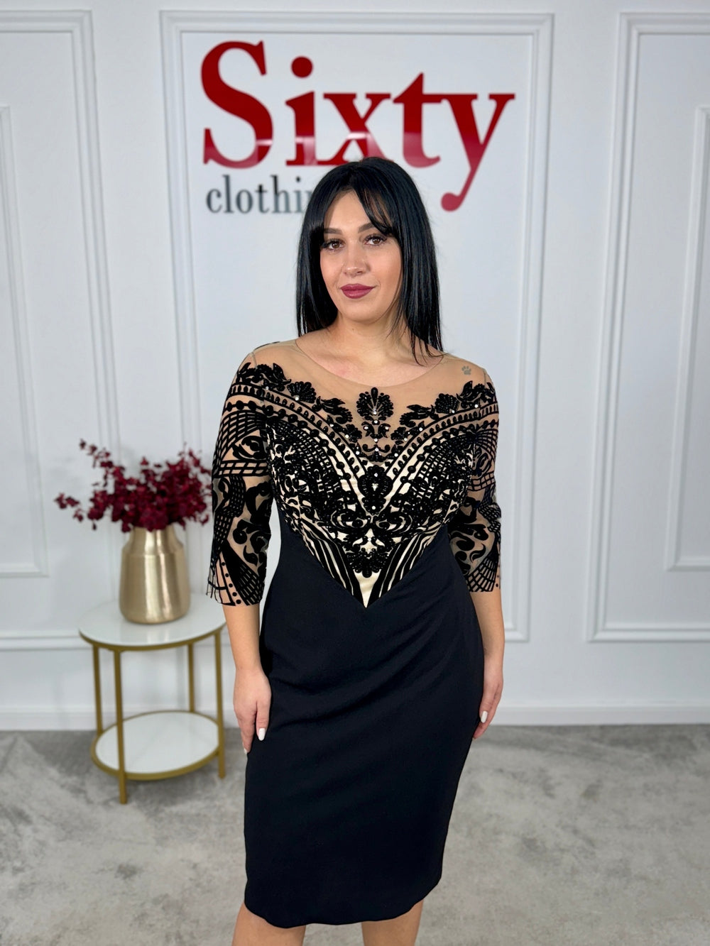 Rochie stofa cu insertii de catifea Nepa