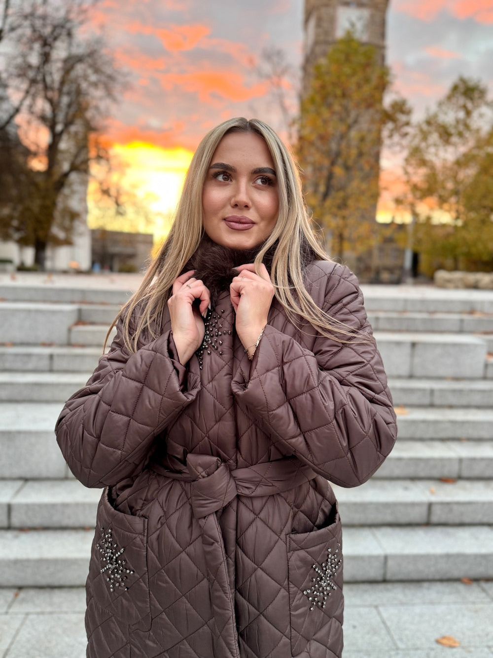 Palton fas cu blana naturala Chleo