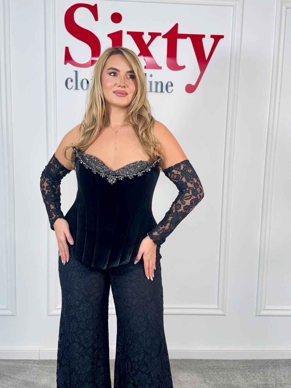 Salopeta dantela si catifea Elia