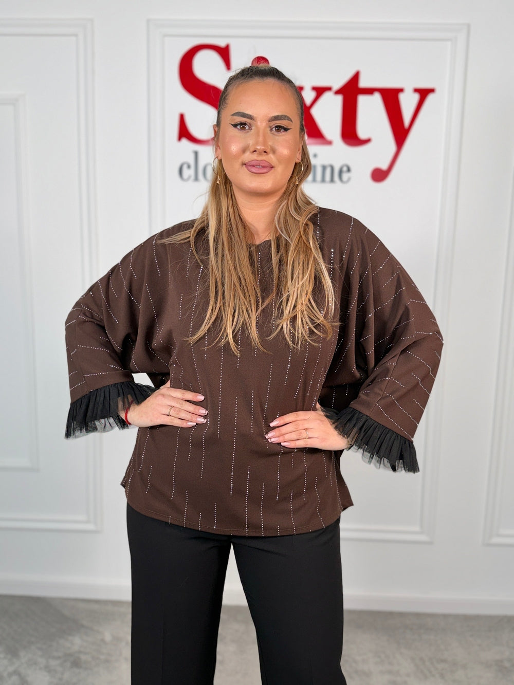 Bluza bumbac cu pietre Paula