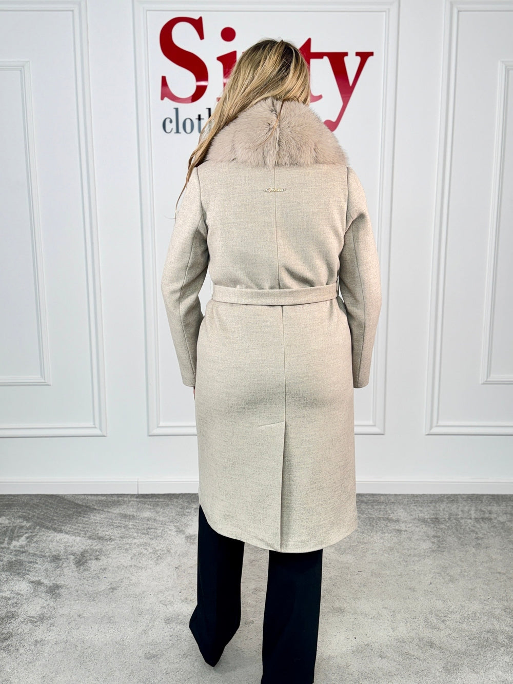 Palton lana si casmir cu blana naturala Kenia