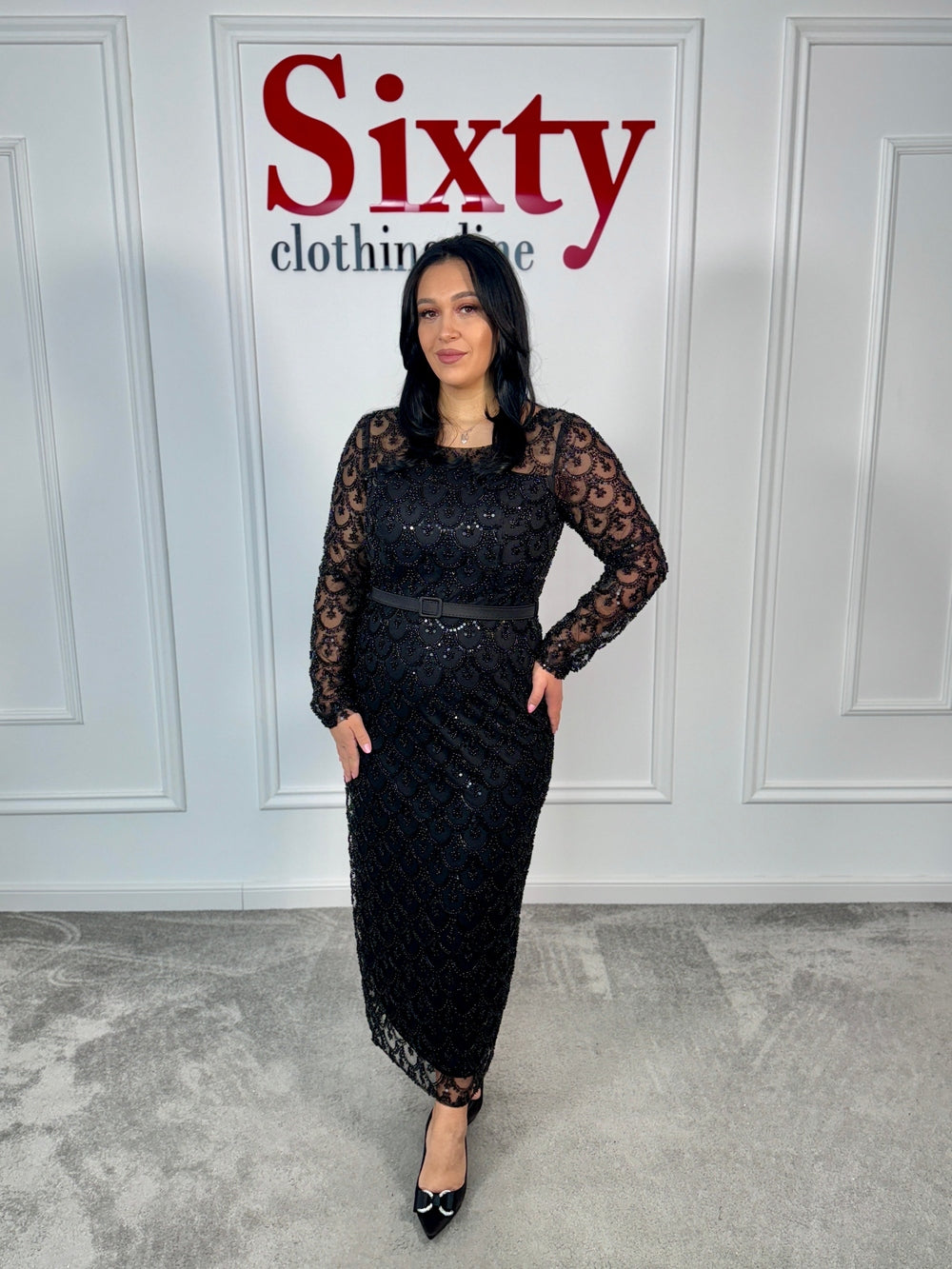 Rochie dantela cu pietre Samia