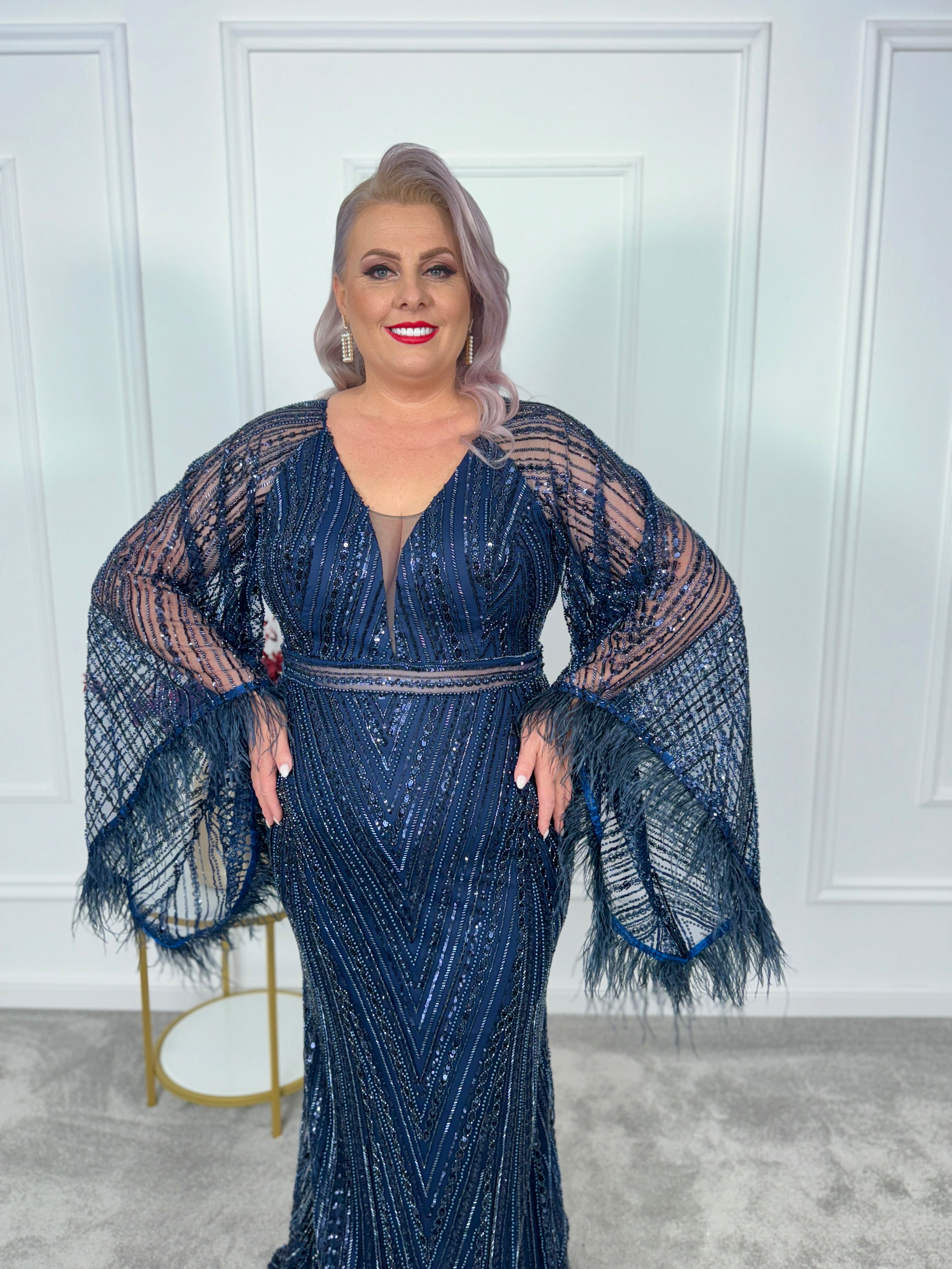 Rochie dantela cu perle Loren