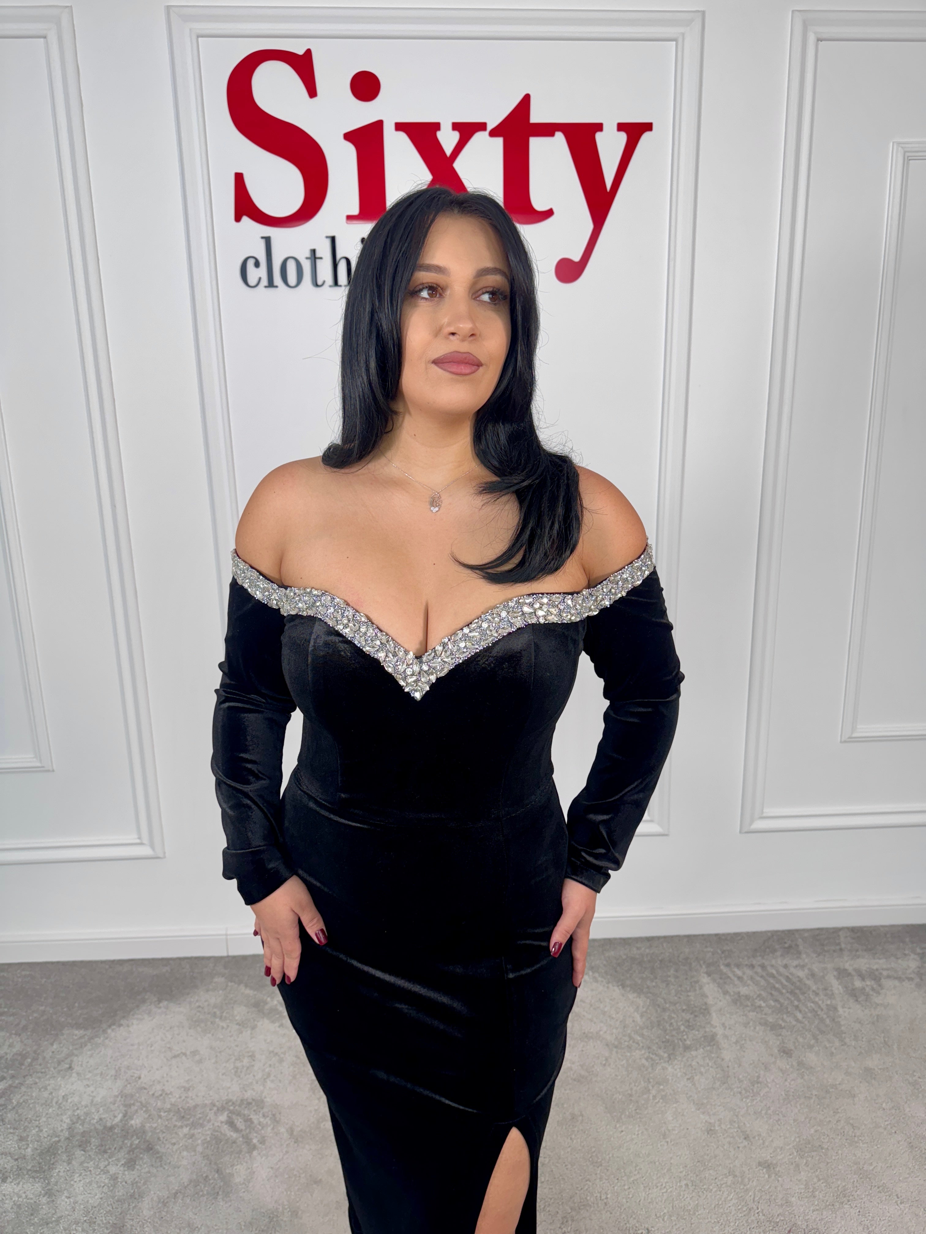 Rochie catifea cu pietre Kimra