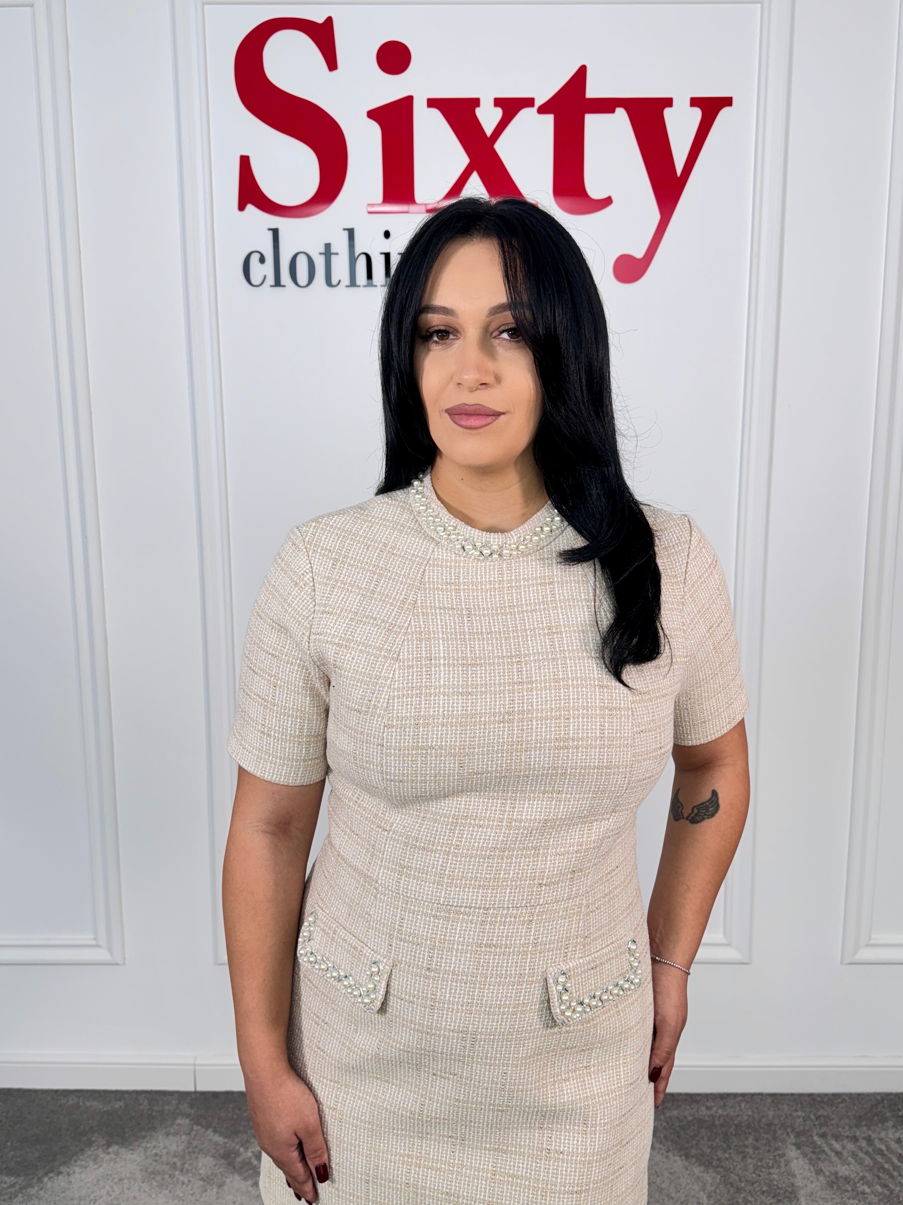 Rochie tercot cu perle Maura