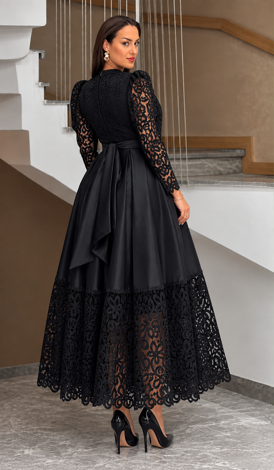 Rochie tafta cu dantela Ameria