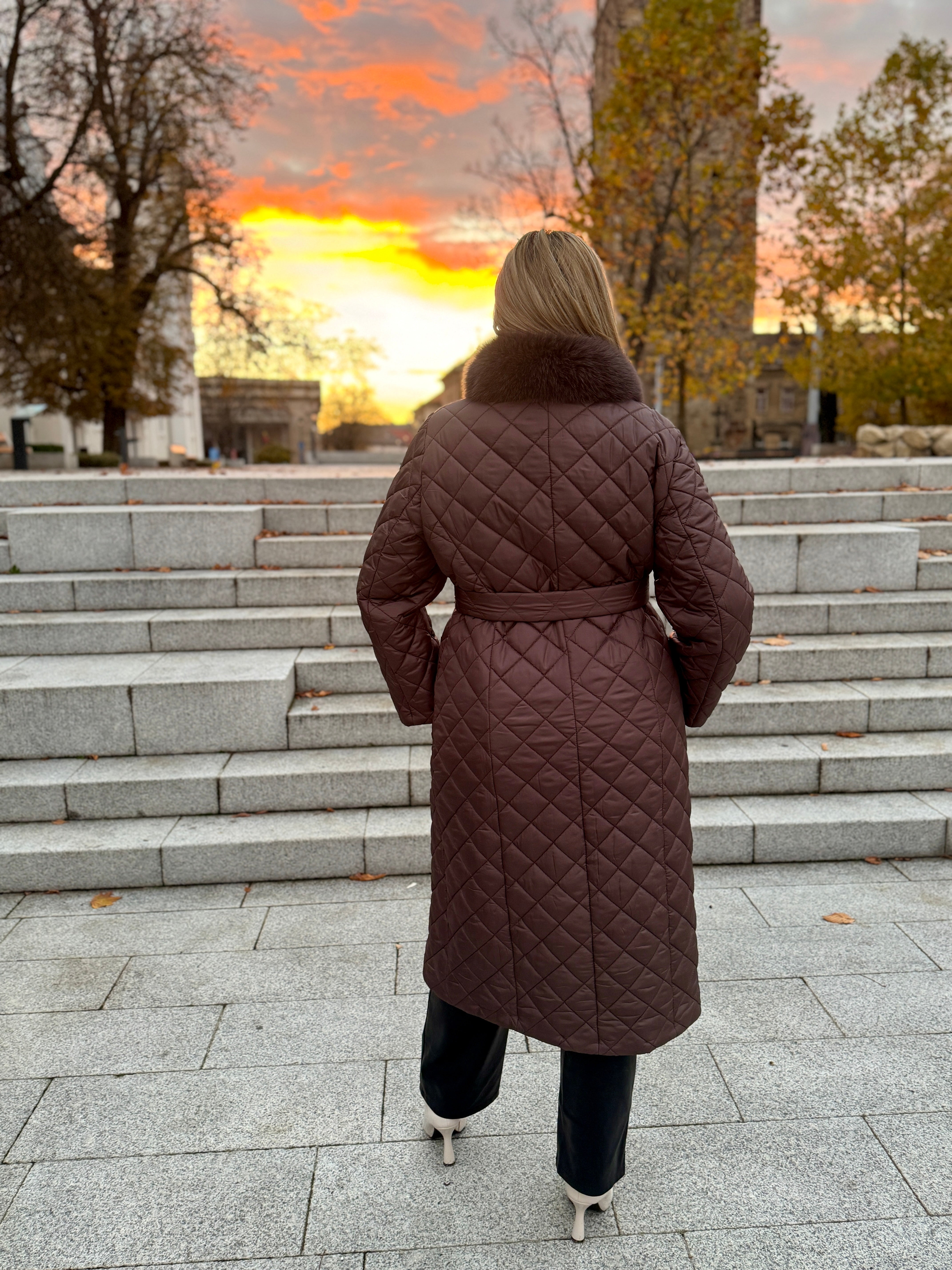 Palton fas cu blana naturala Chleo