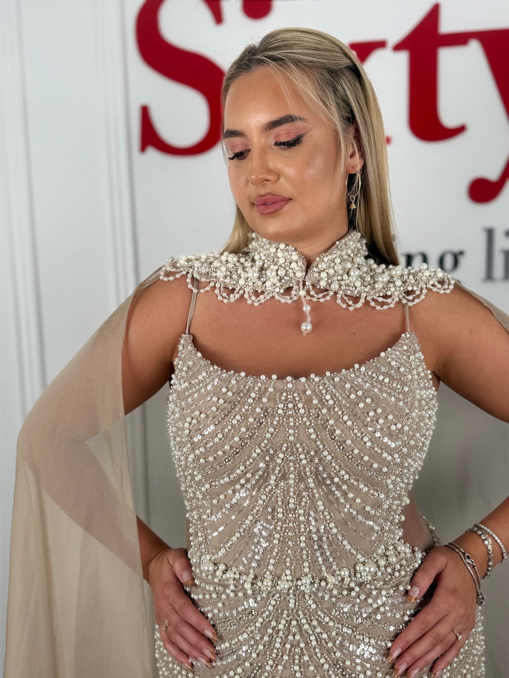 Rochie dantela cu perle Eden