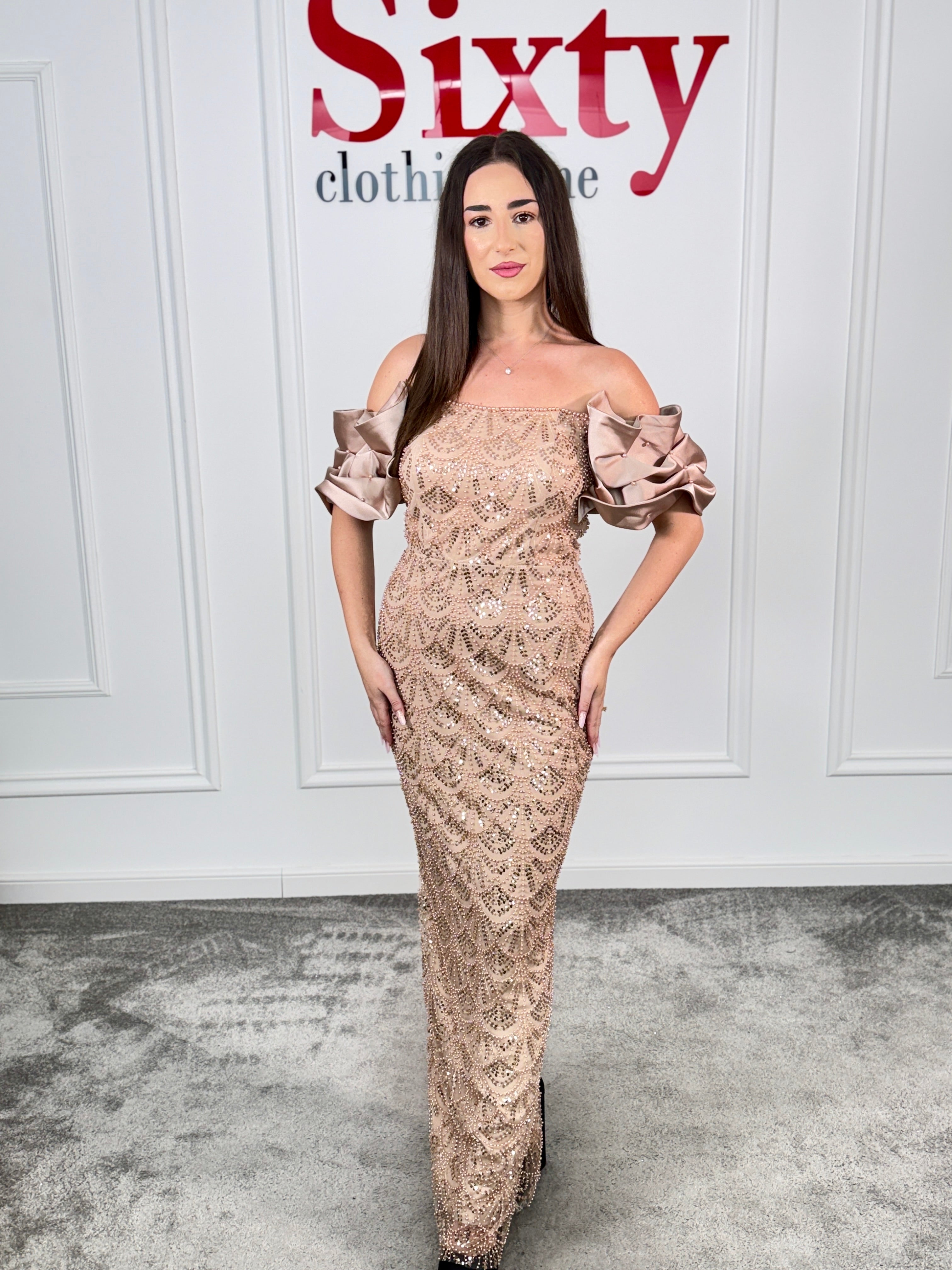 Rochie dantela cu perle Medelin