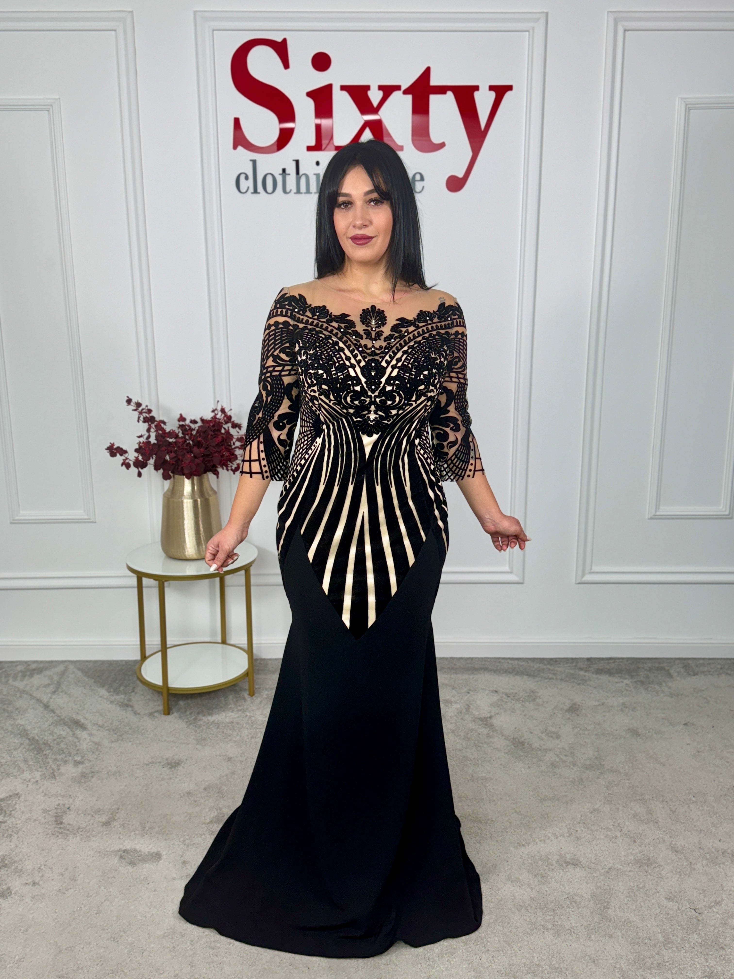 Rochie stofa cu inaertii de catifea Reea