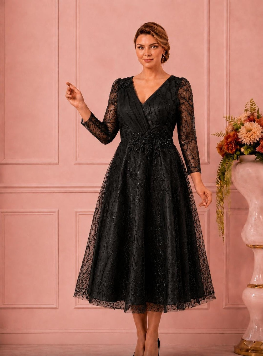 Rochie dantela cu sclipici Nera