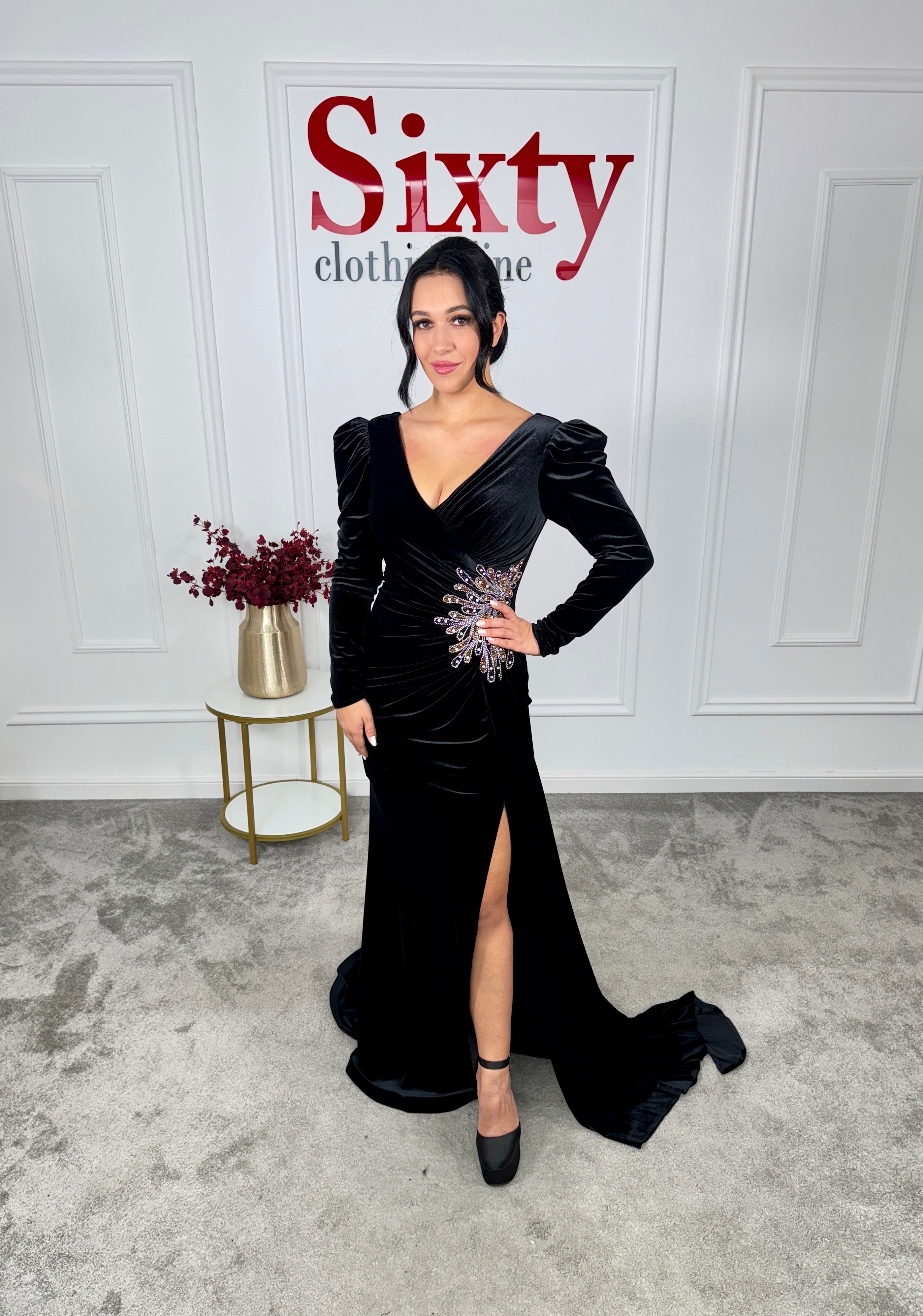 Rochie catifea cu pietre Odisea