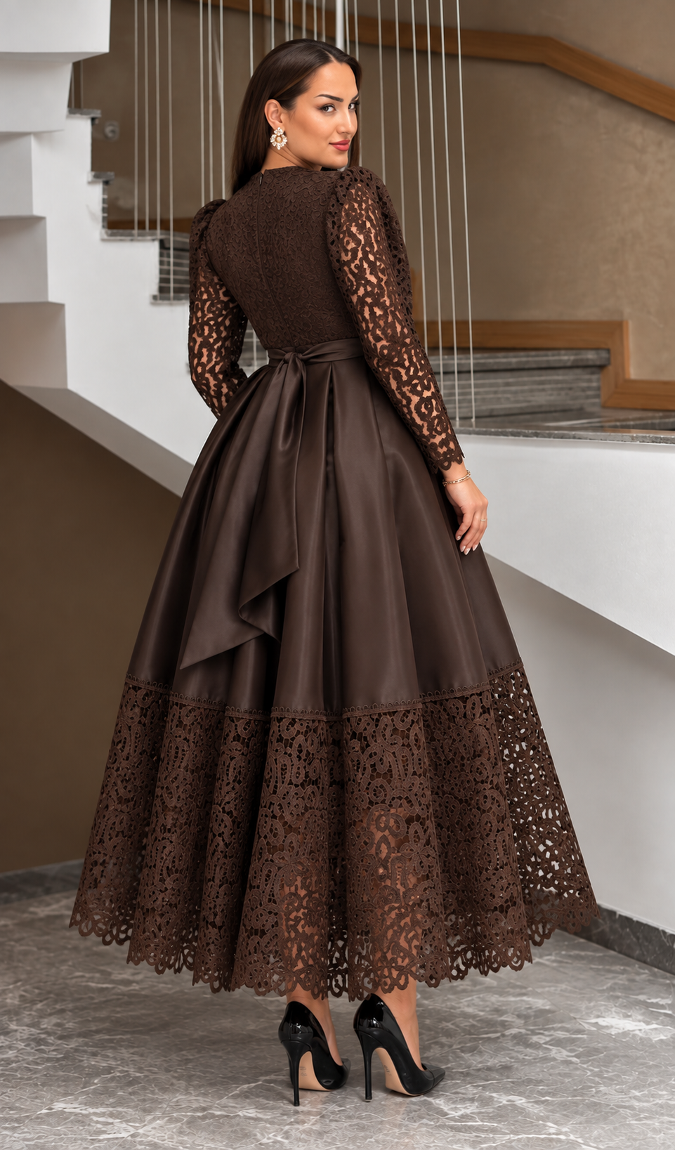 Rochie tafta cu dantela Ameria