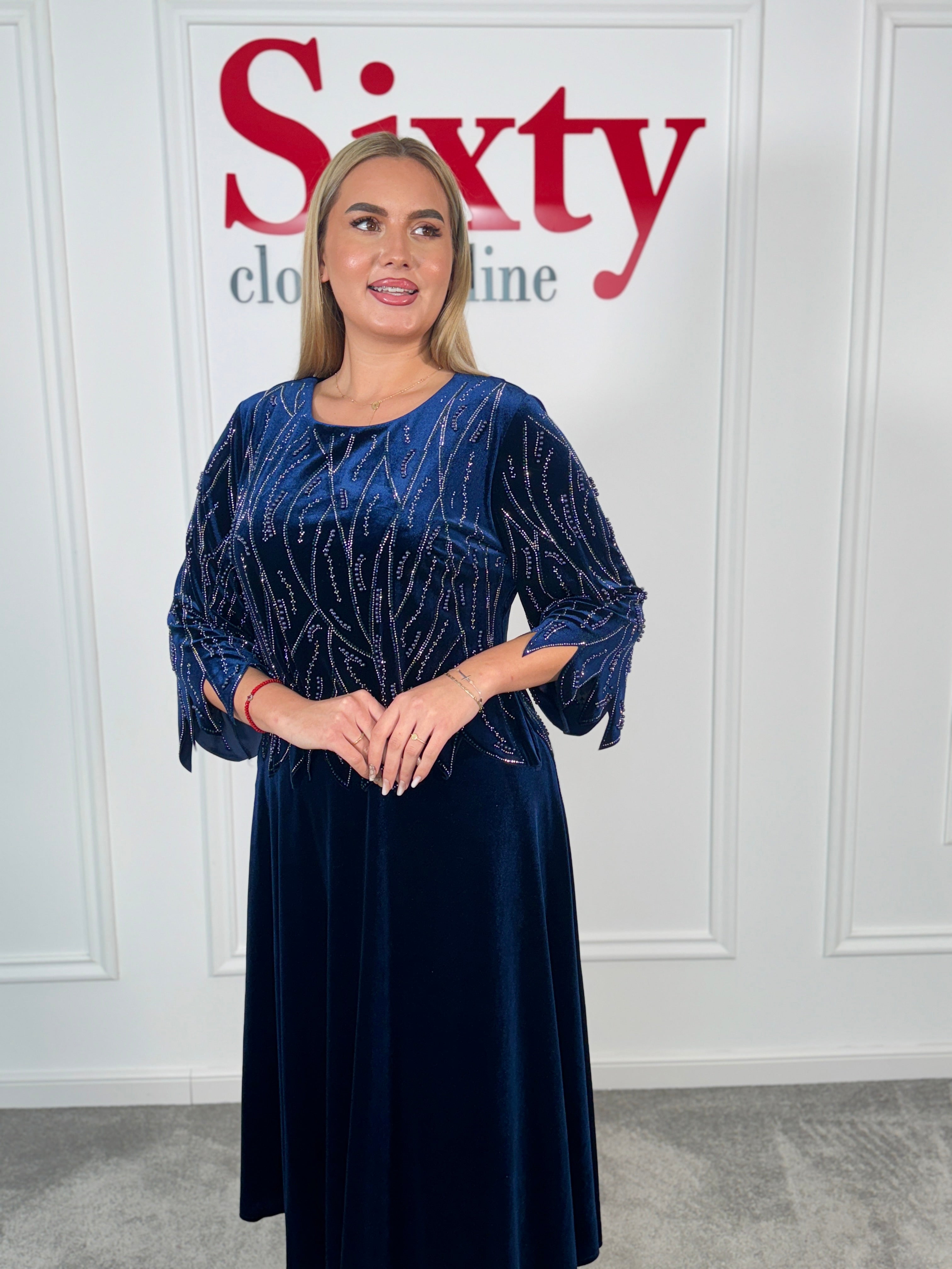 Rochie catifea cu pietre Resia