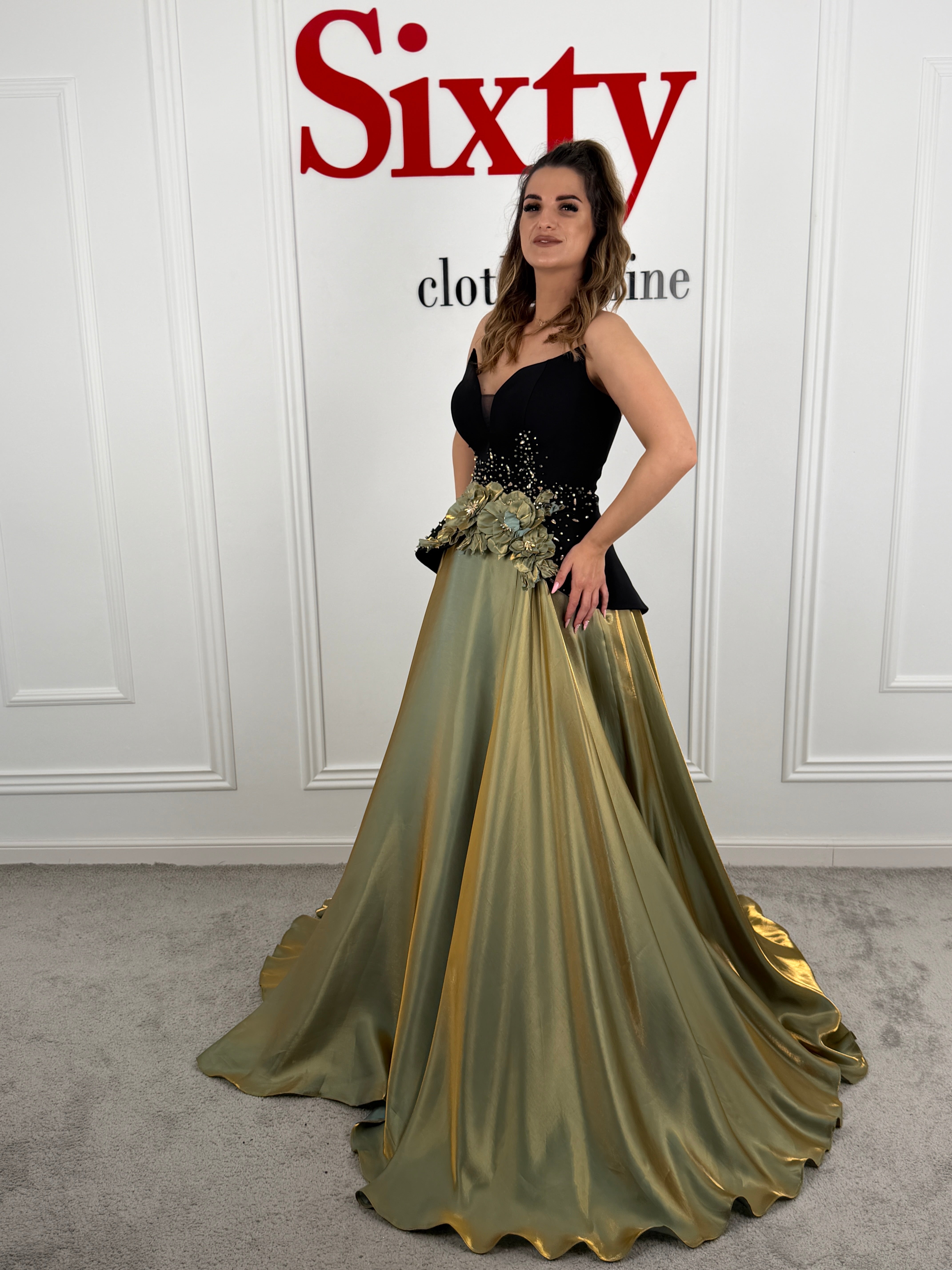 Rochie tafta satinata Coral