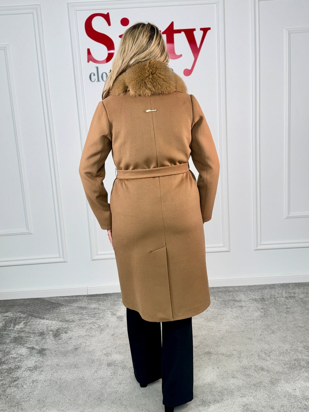 Palton lana si casmir cu blana naturala Kenia