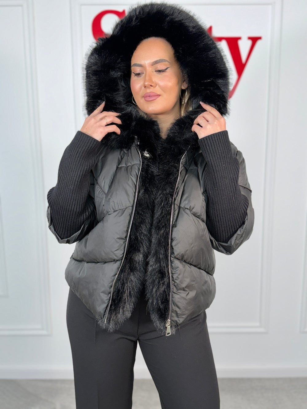 Geaca fas cu blana ecologica Ilinca