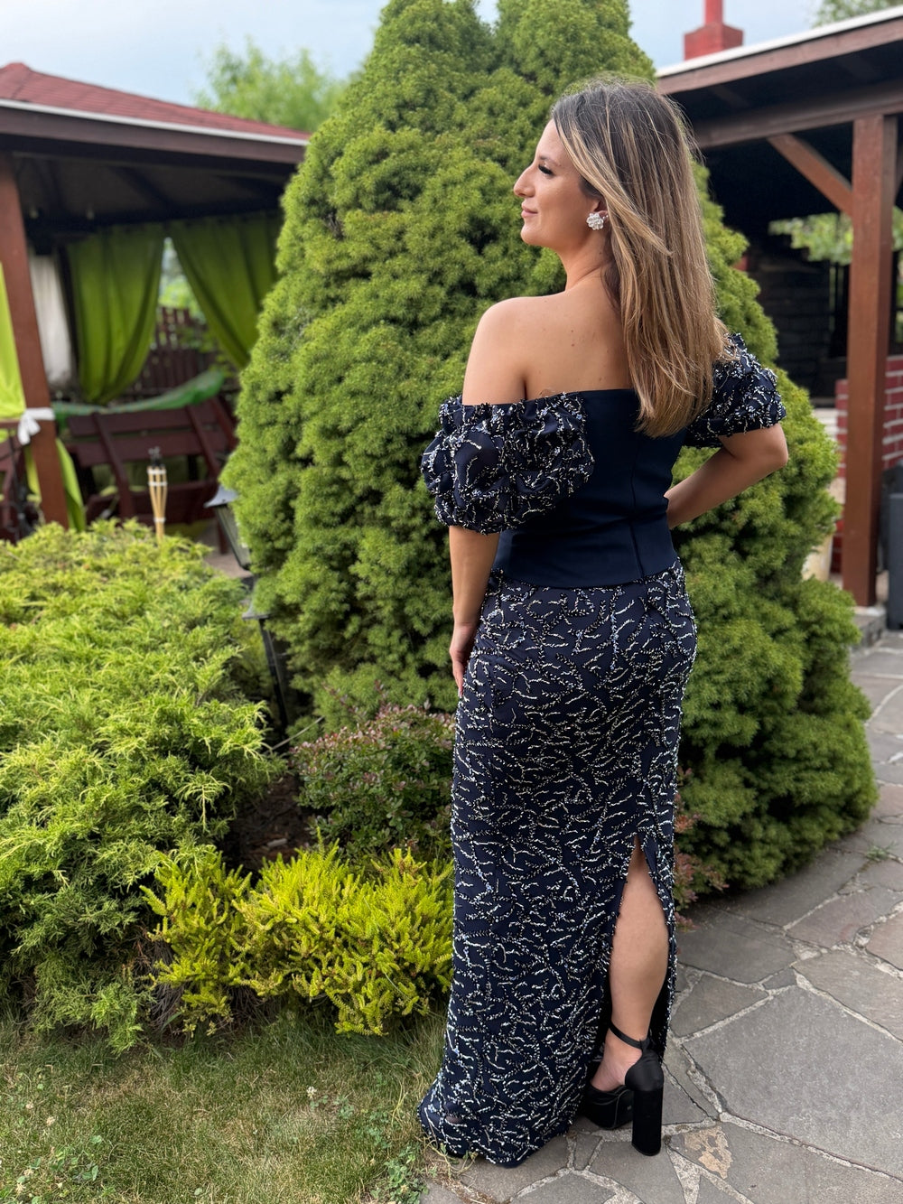 Rochie dantela cu paiete Creta