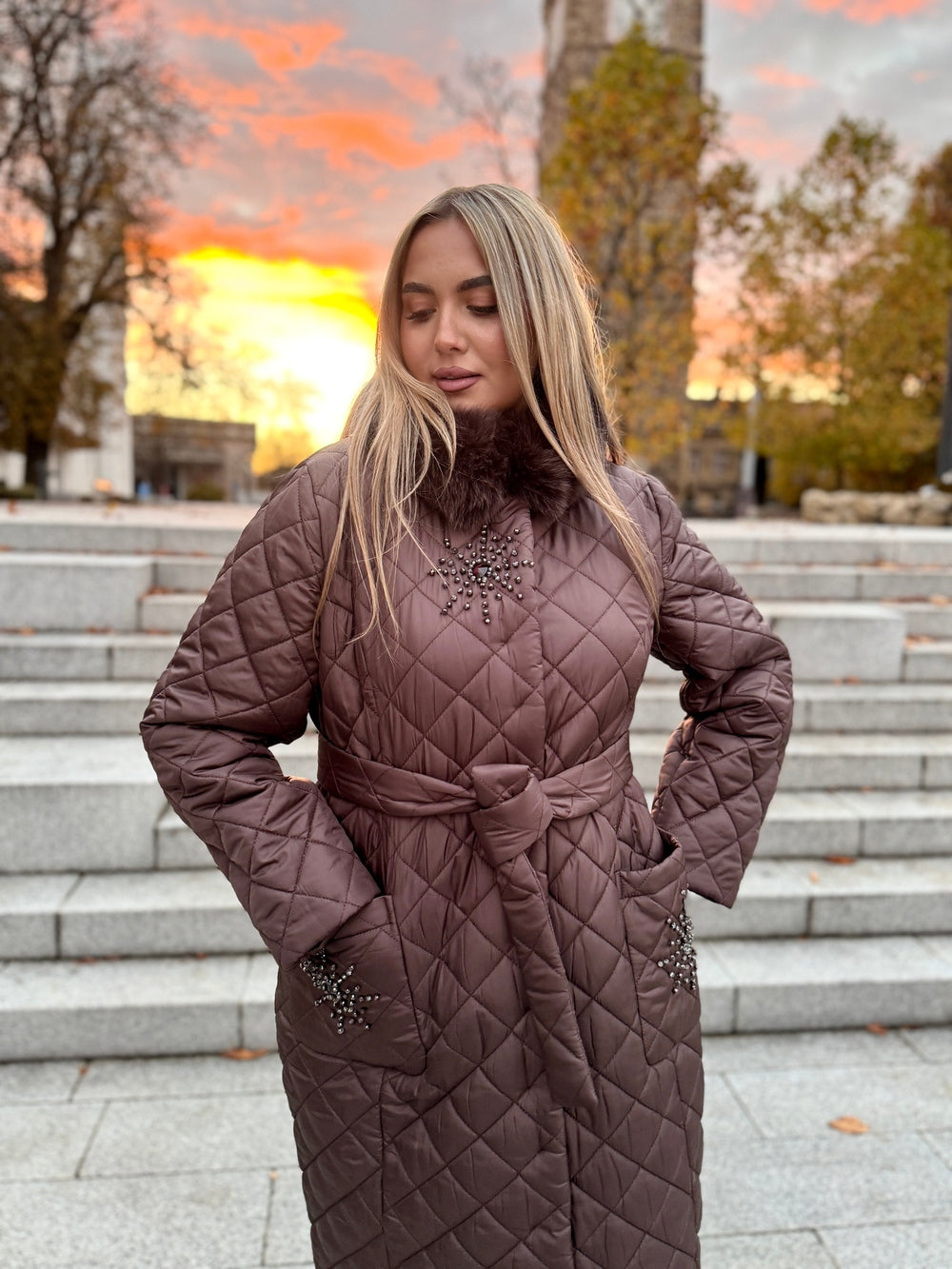 Palton fas cu blana naturala Chleo