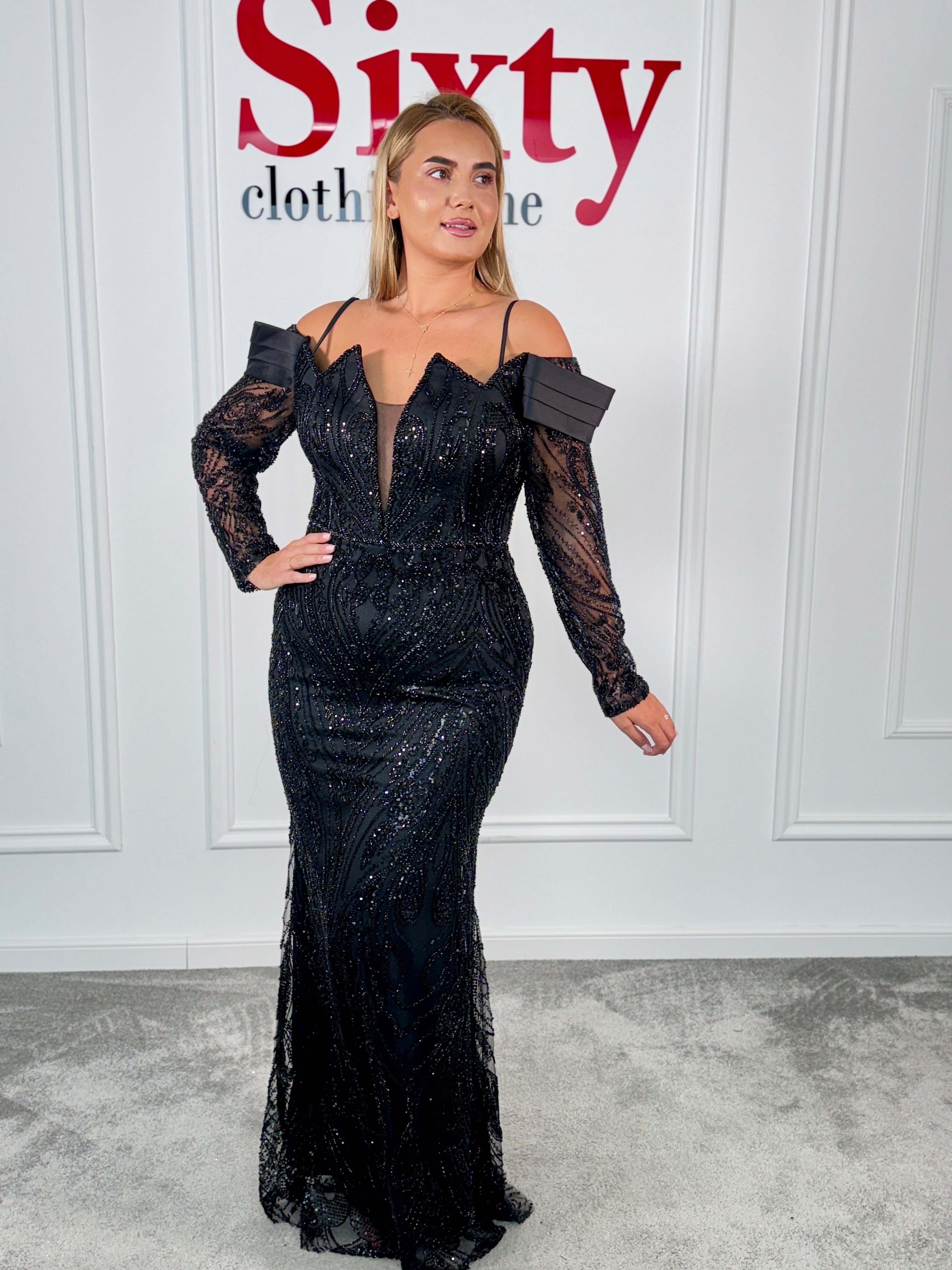 Rochie dantela cu perle Glossy