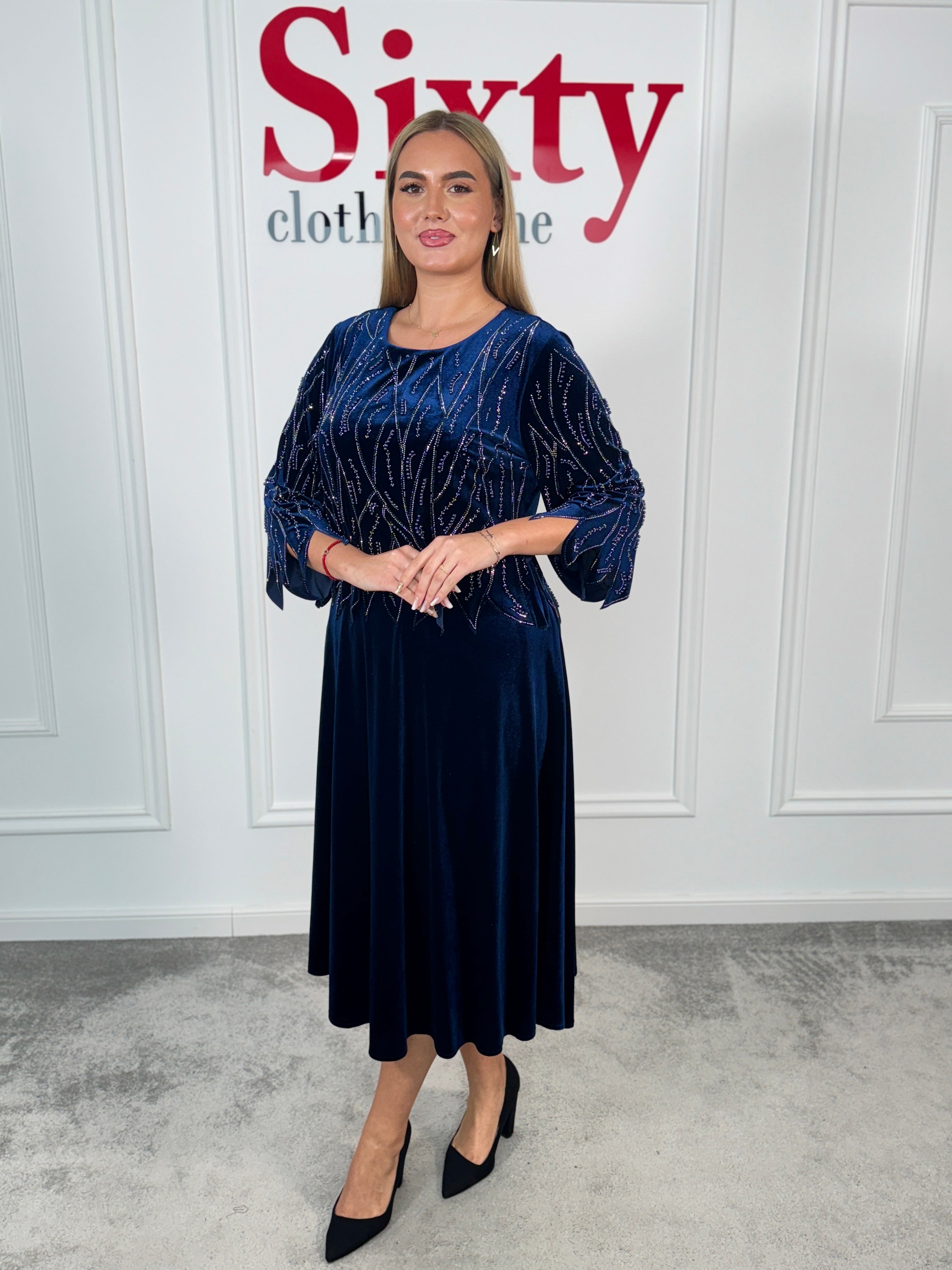 Rochie catifea cu pietre Resia