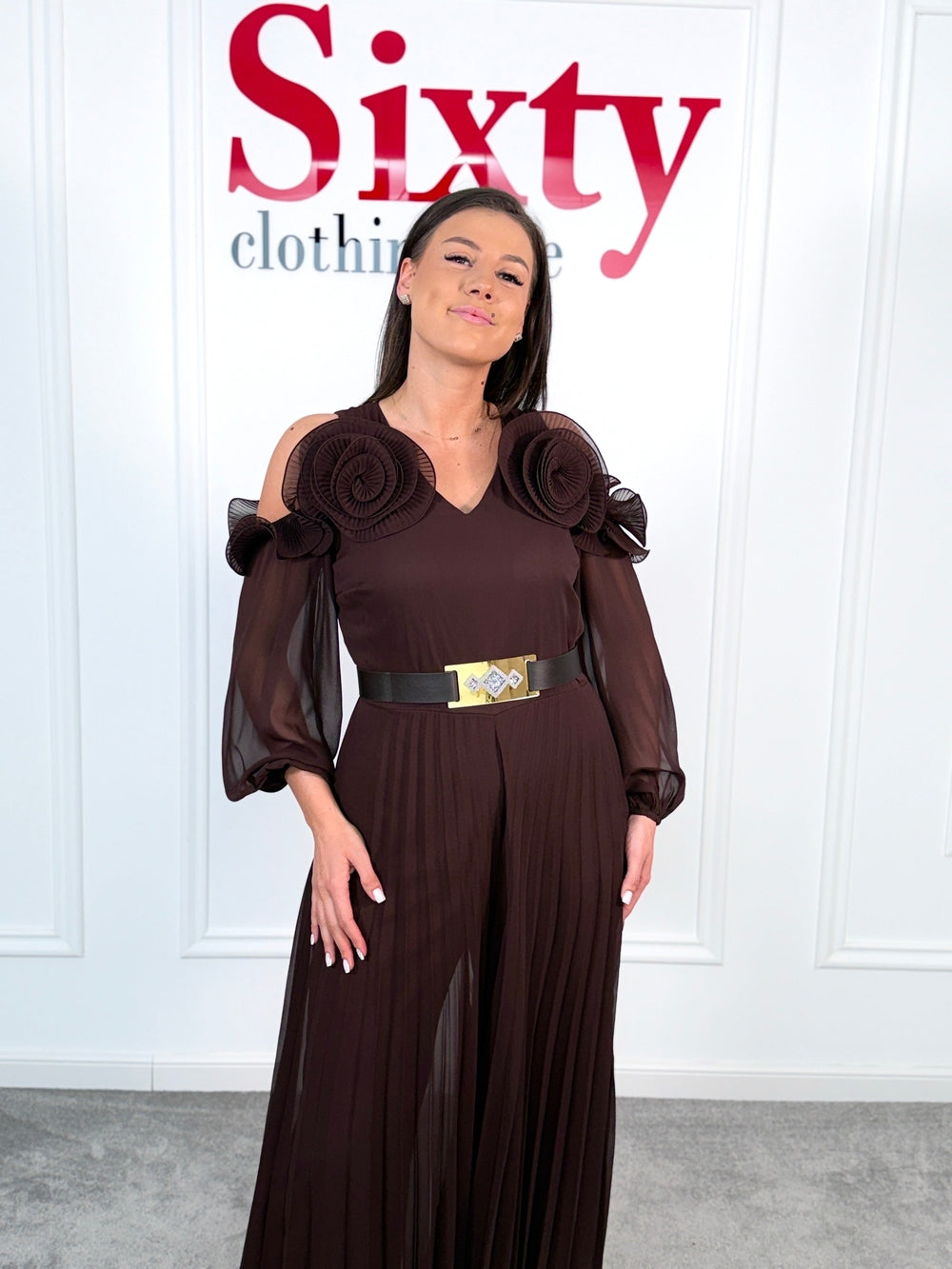 Salopeta voal plisat Alexia