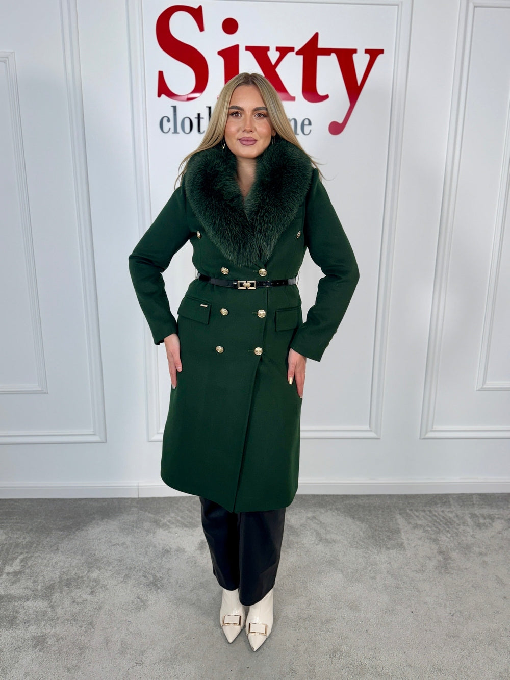 Palton lana si casmir cu blana naturala Marisa