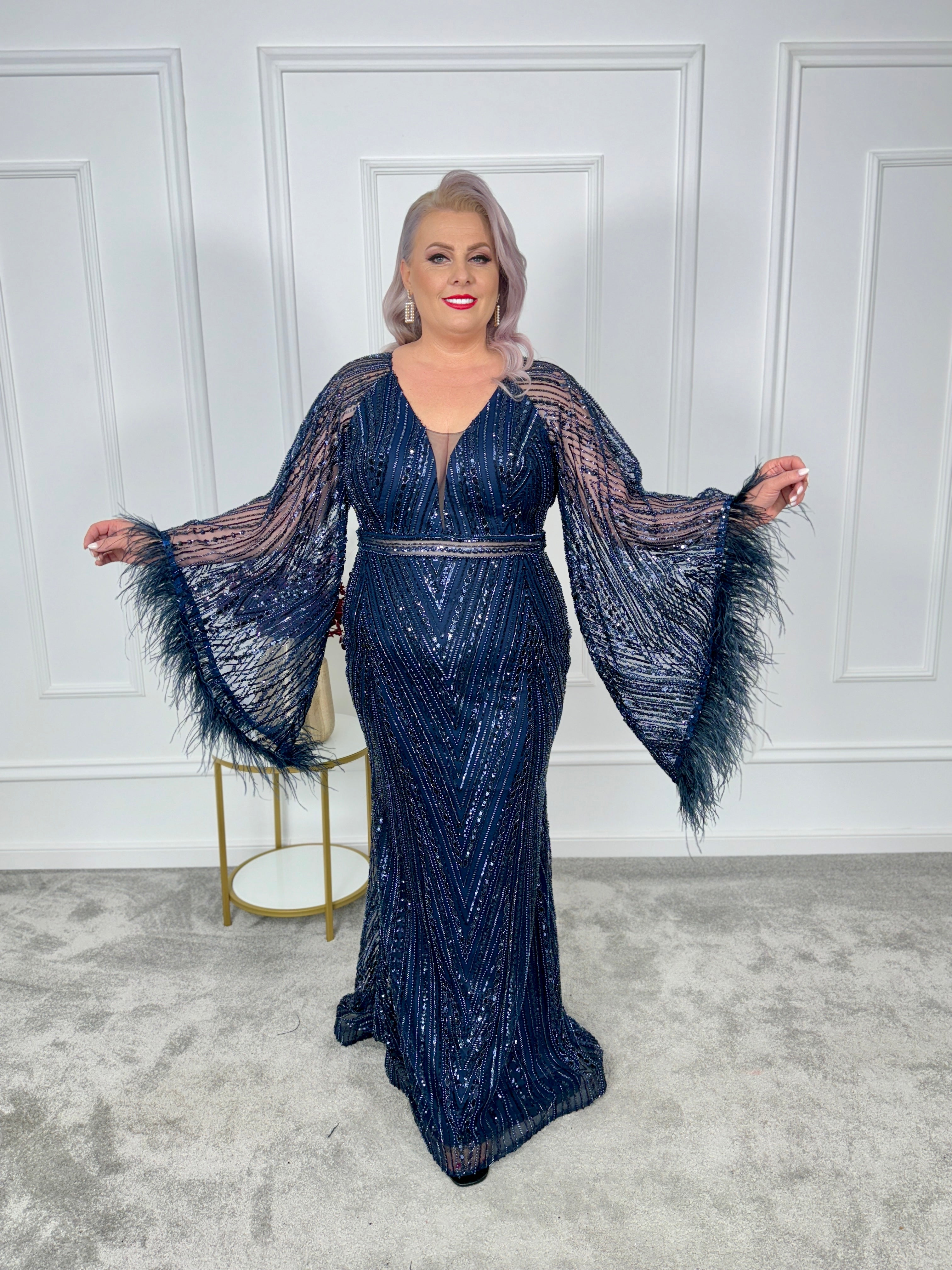 Rochie dantela cu perle Loren