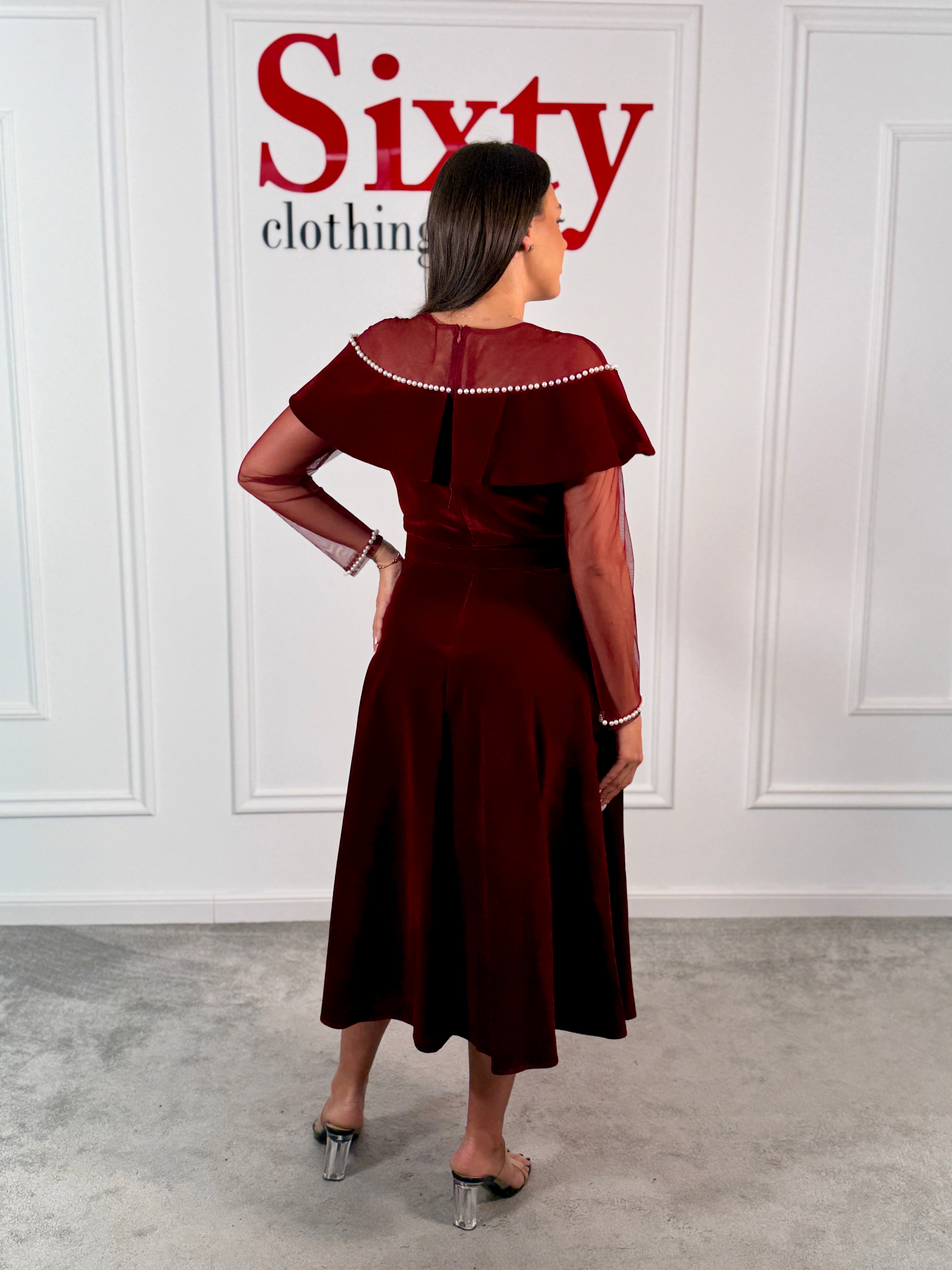 Rochie catifea cu perle Melia