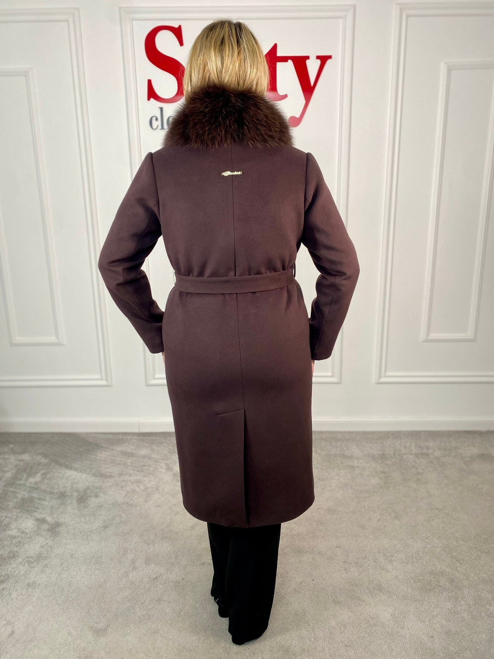 Palton lana si casmir cu blana naturala Kenia