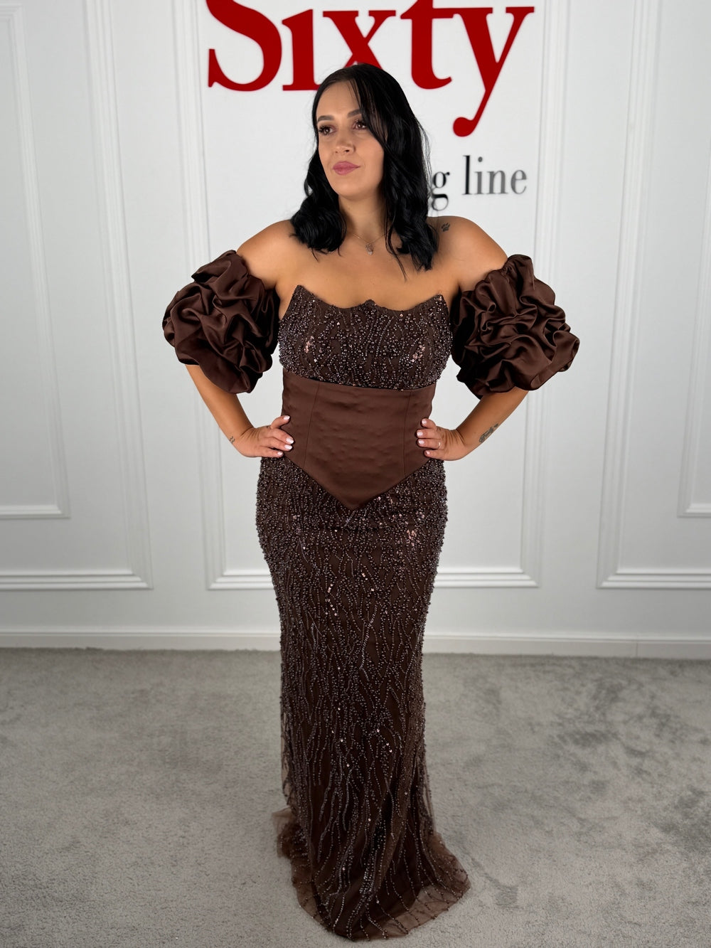 Rochie cu perle si pietre Queen
