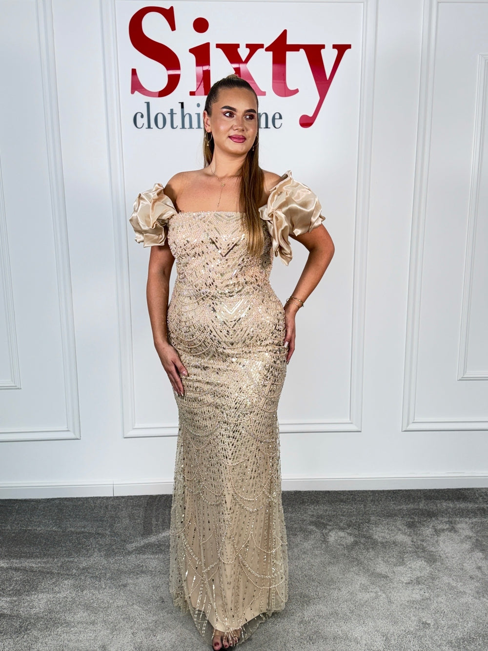 Rochie dantela cu perle Glamour