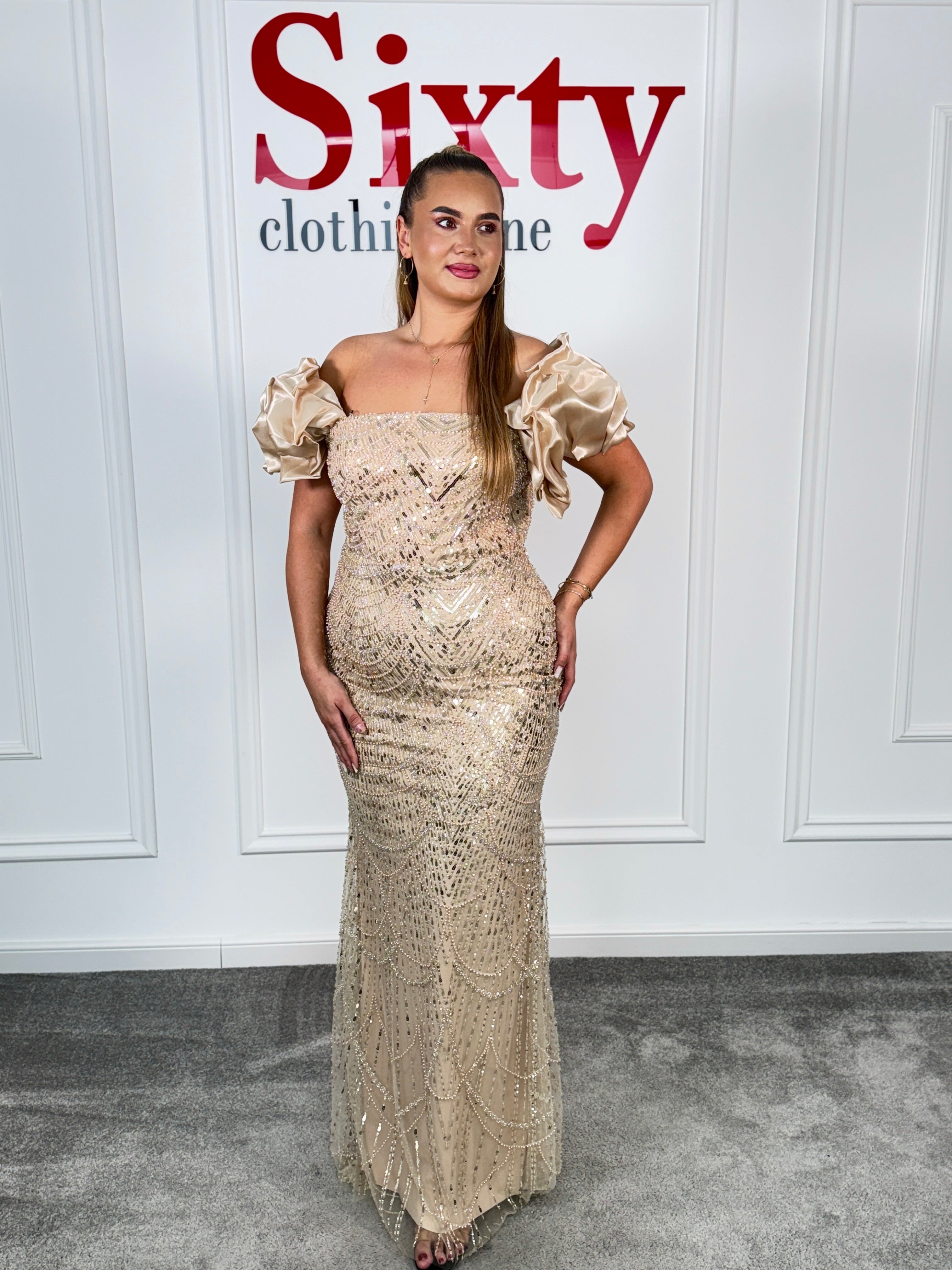 Rochie dantela cu perle Glamour