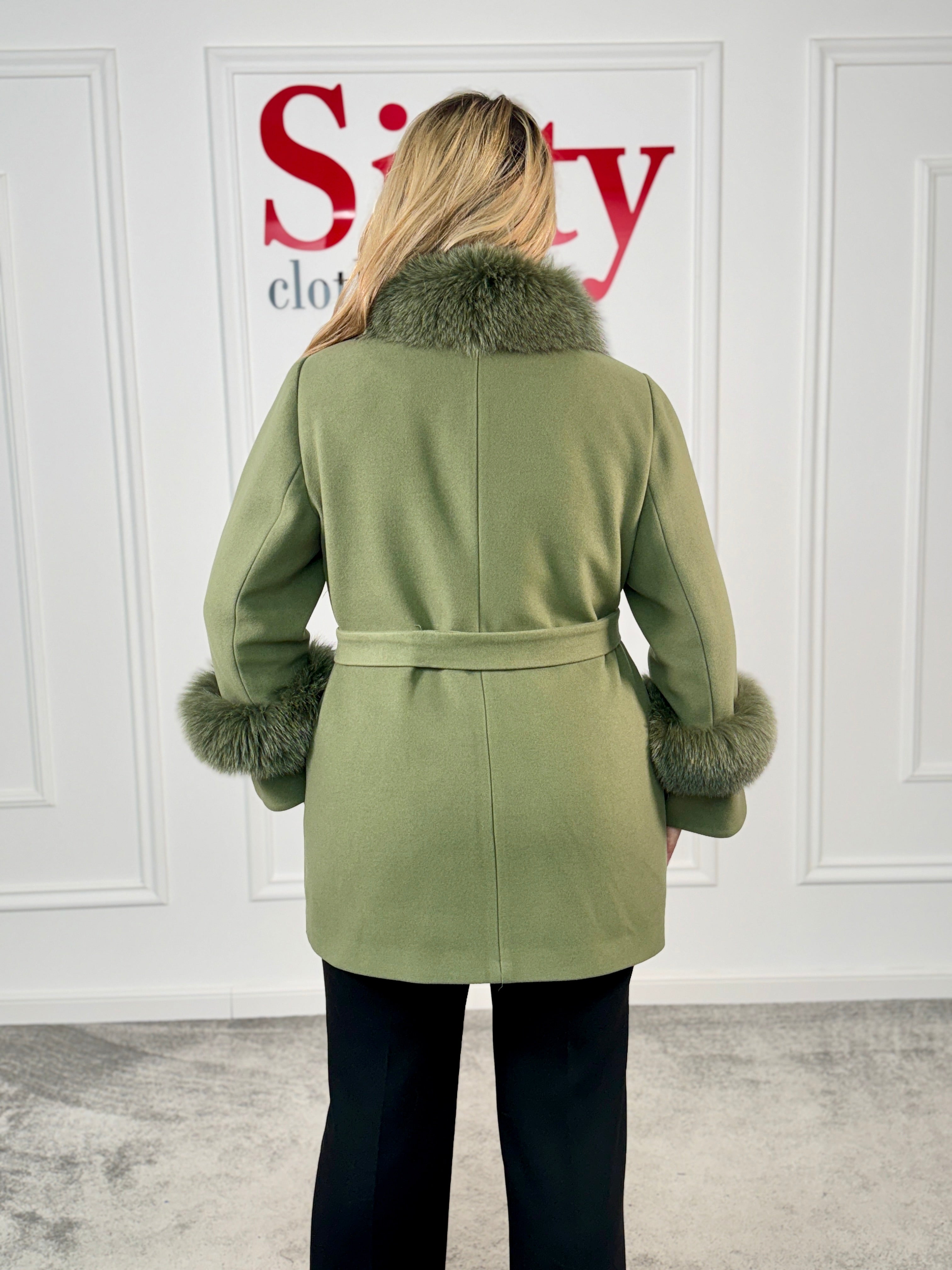 Palton lana si casmir cu blana naturala Selenia