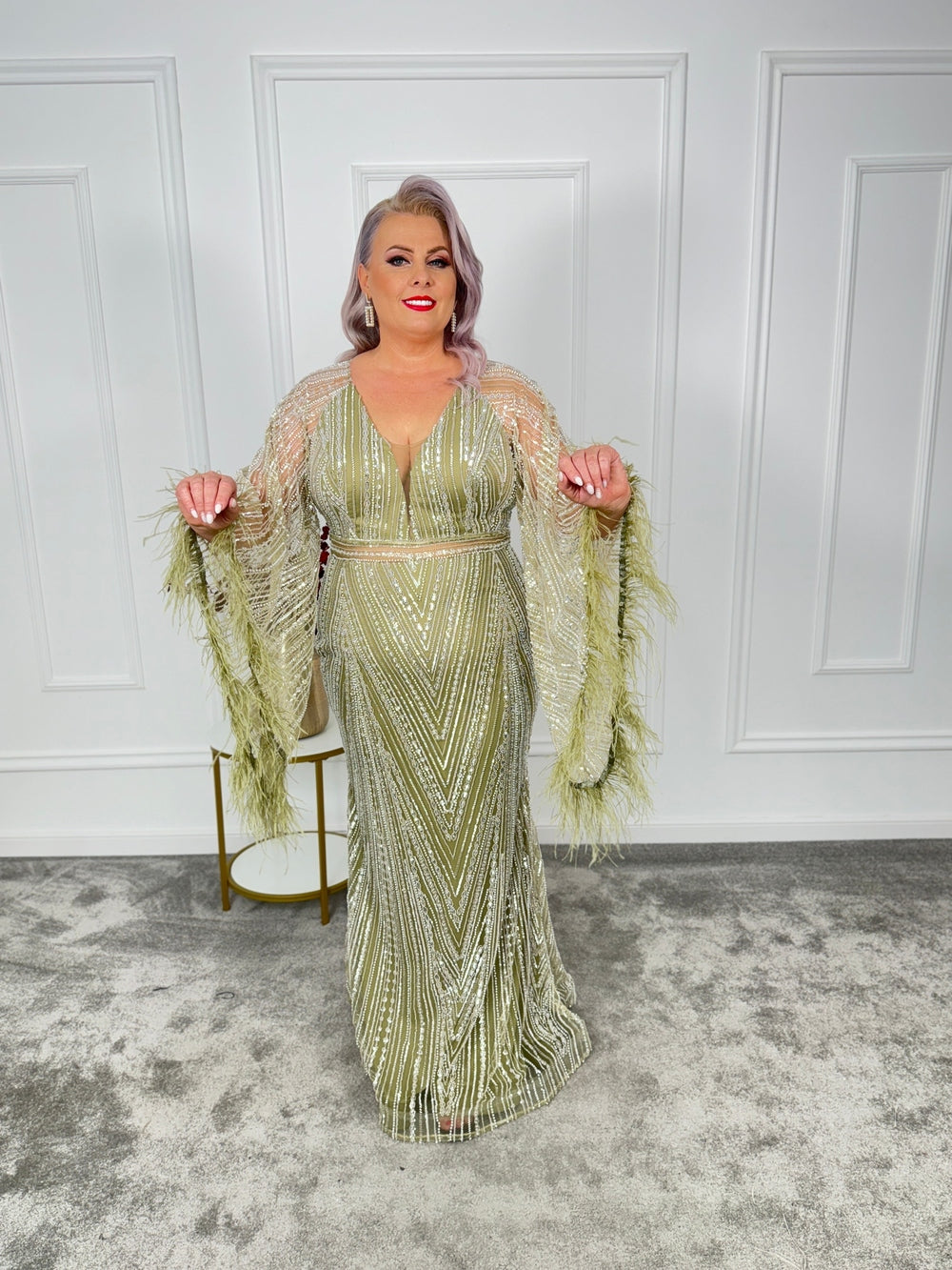 Rochie dantela cu perle Loren