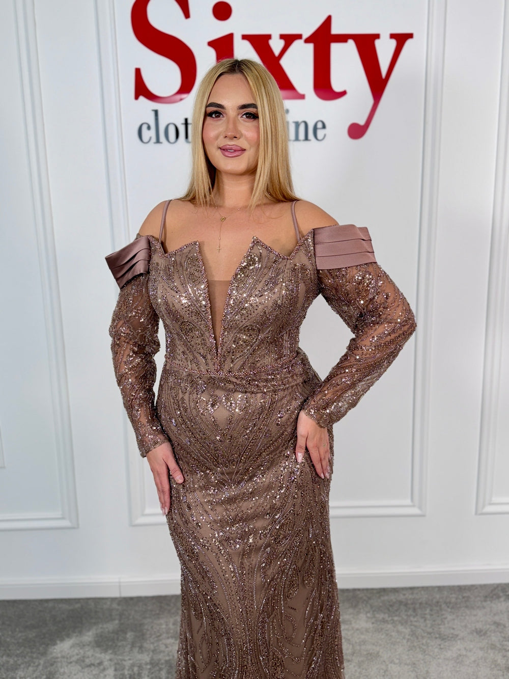 Rochie dantela cu pietre Glossy