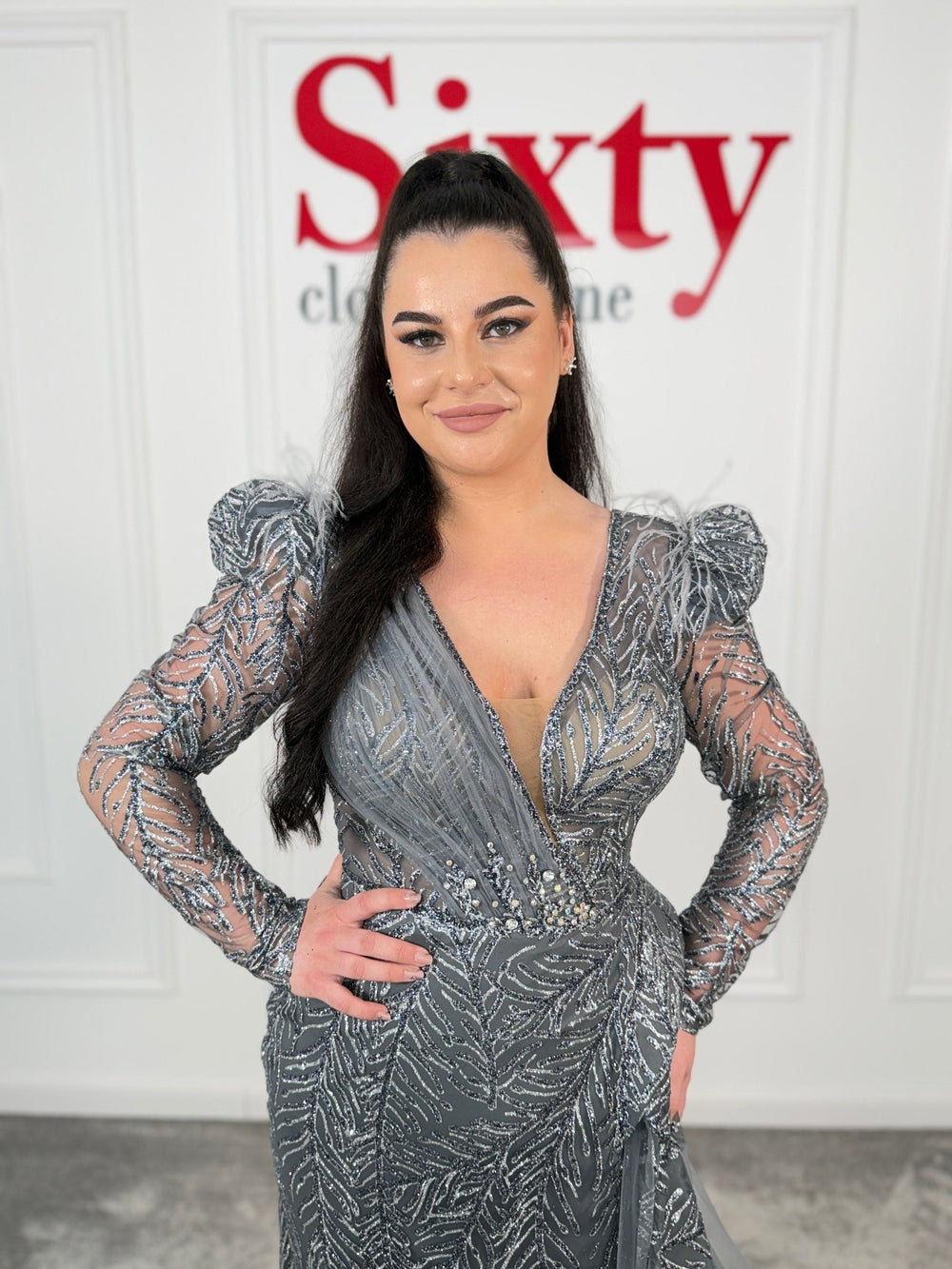 Rochie dantela cu sclipici Amina