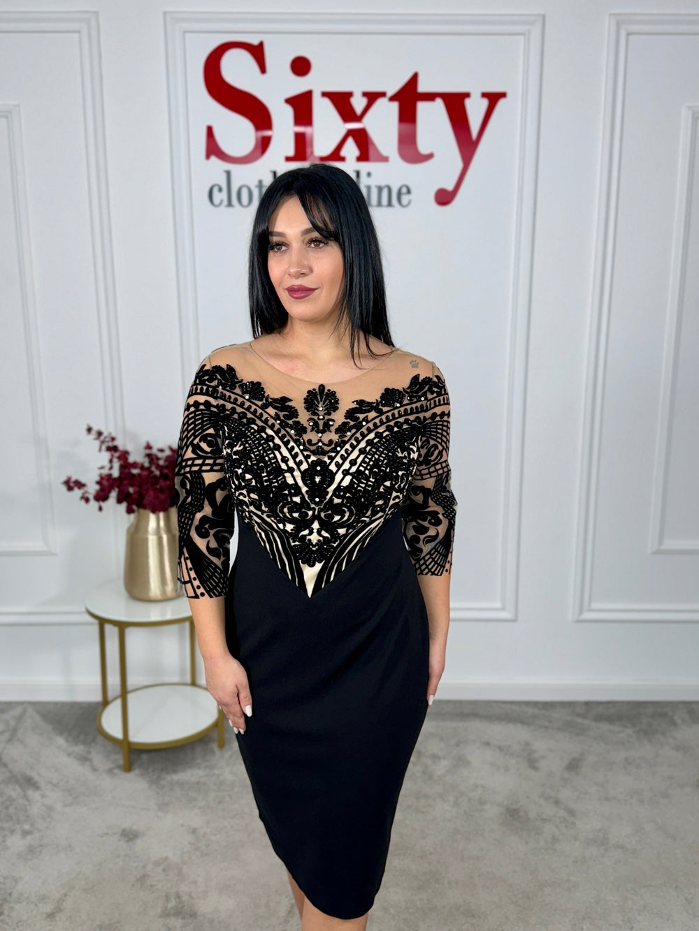 Rochie stofa cu insertii de catifea Nepa