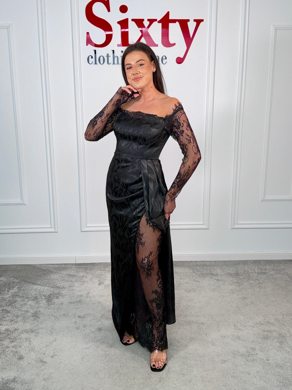 Rochie satin cu dantela Meria