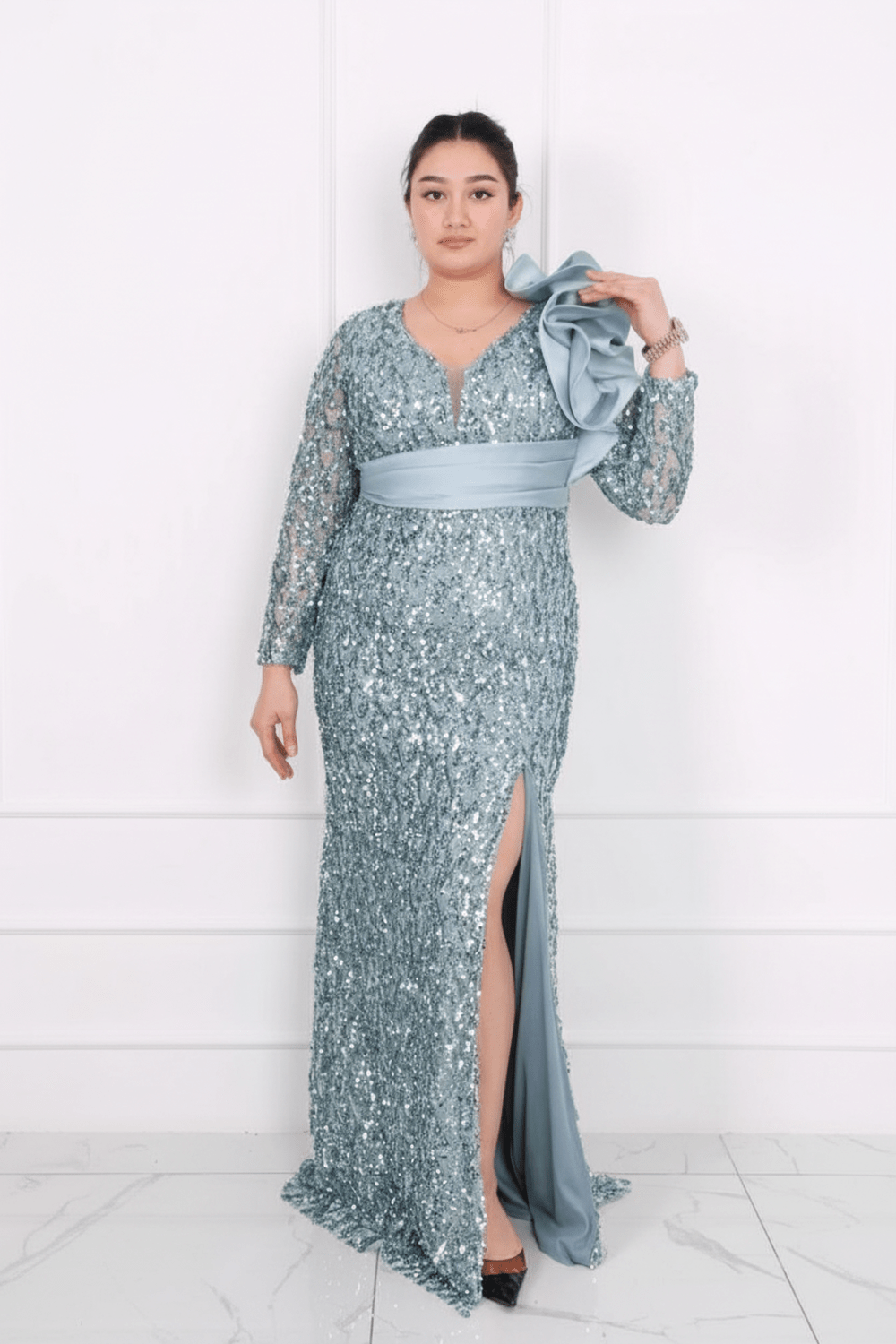 Rochie dantela cu paiete Carla