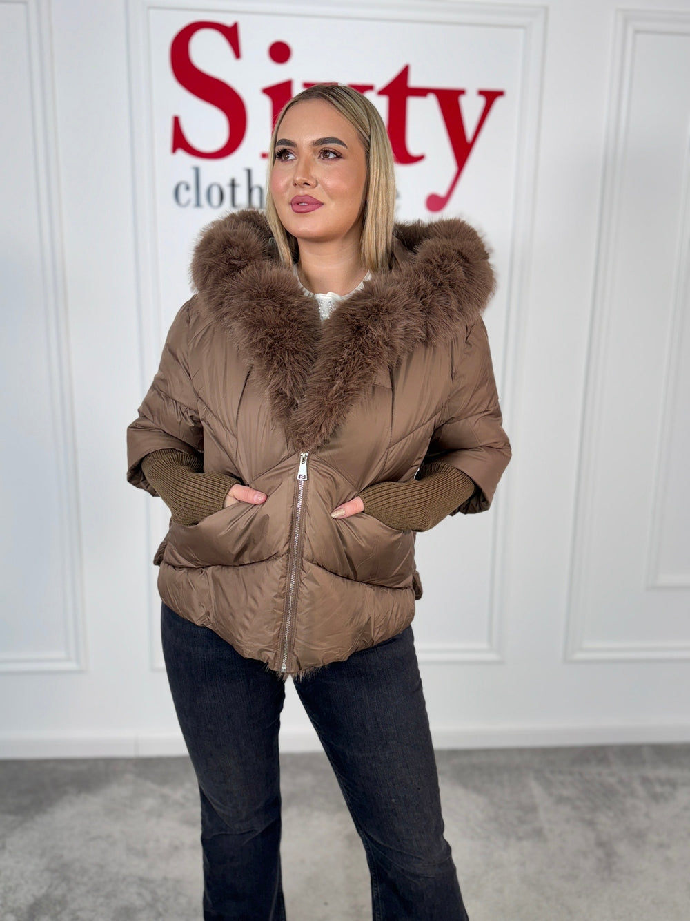 Geaca fas cu blana ecologica Ilinca