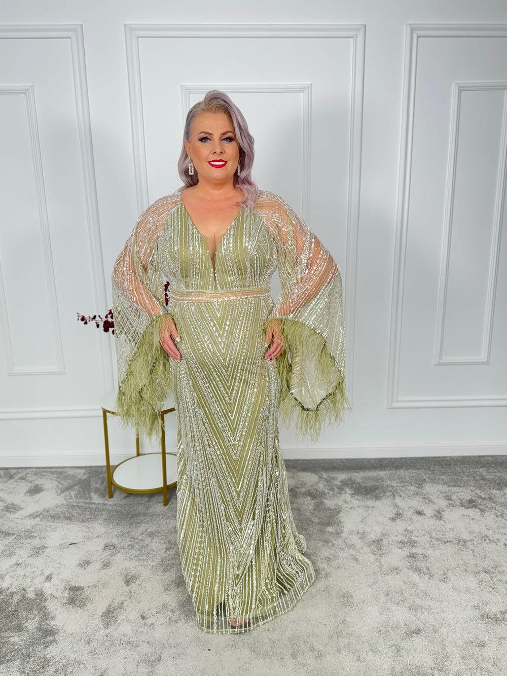 Rochie dantela cu perle Loren