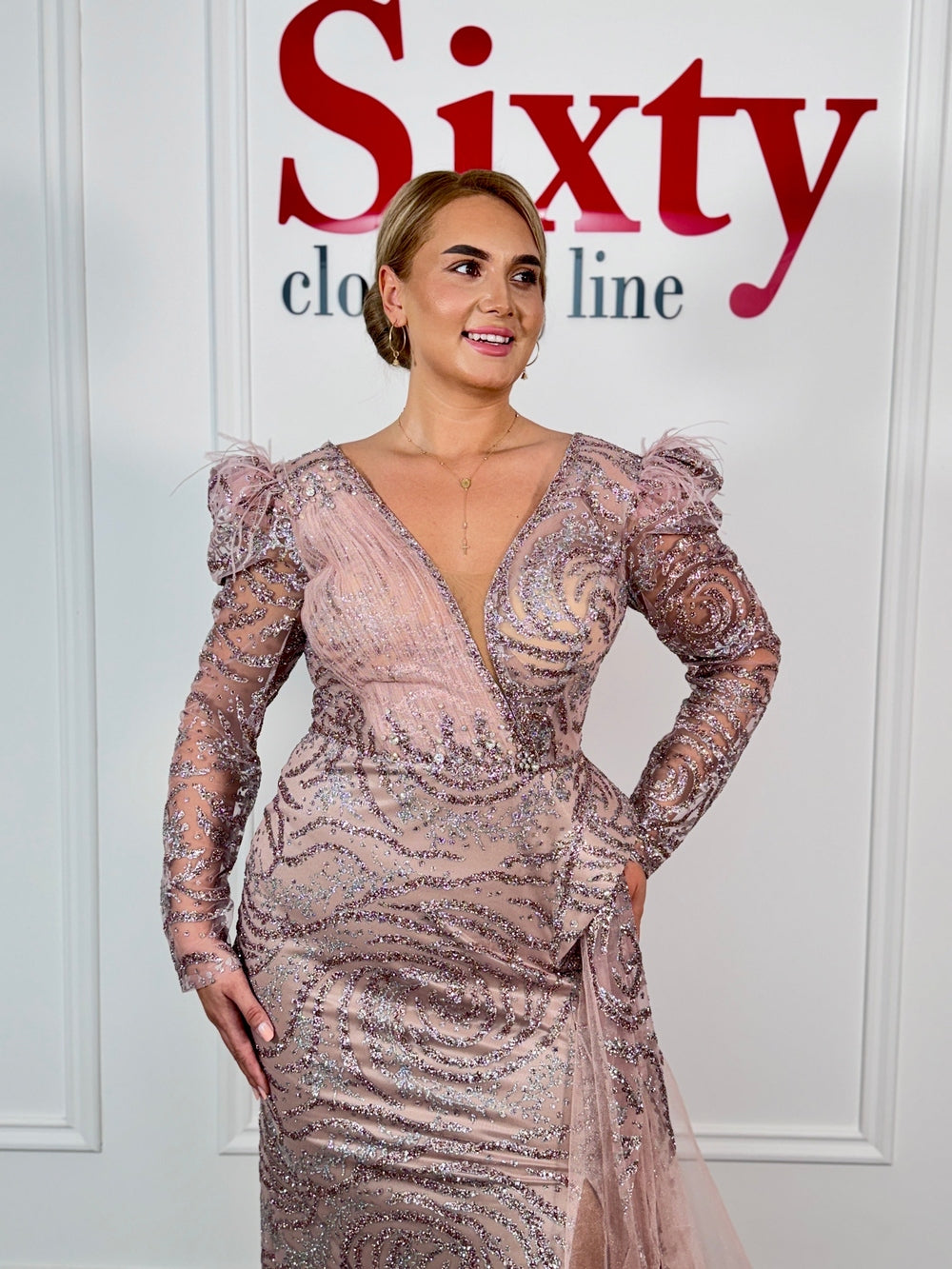 Rochie dantela cu sclipici Amina