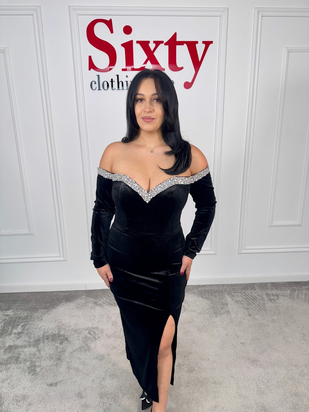 Rochie catifea cu pietre Kimra