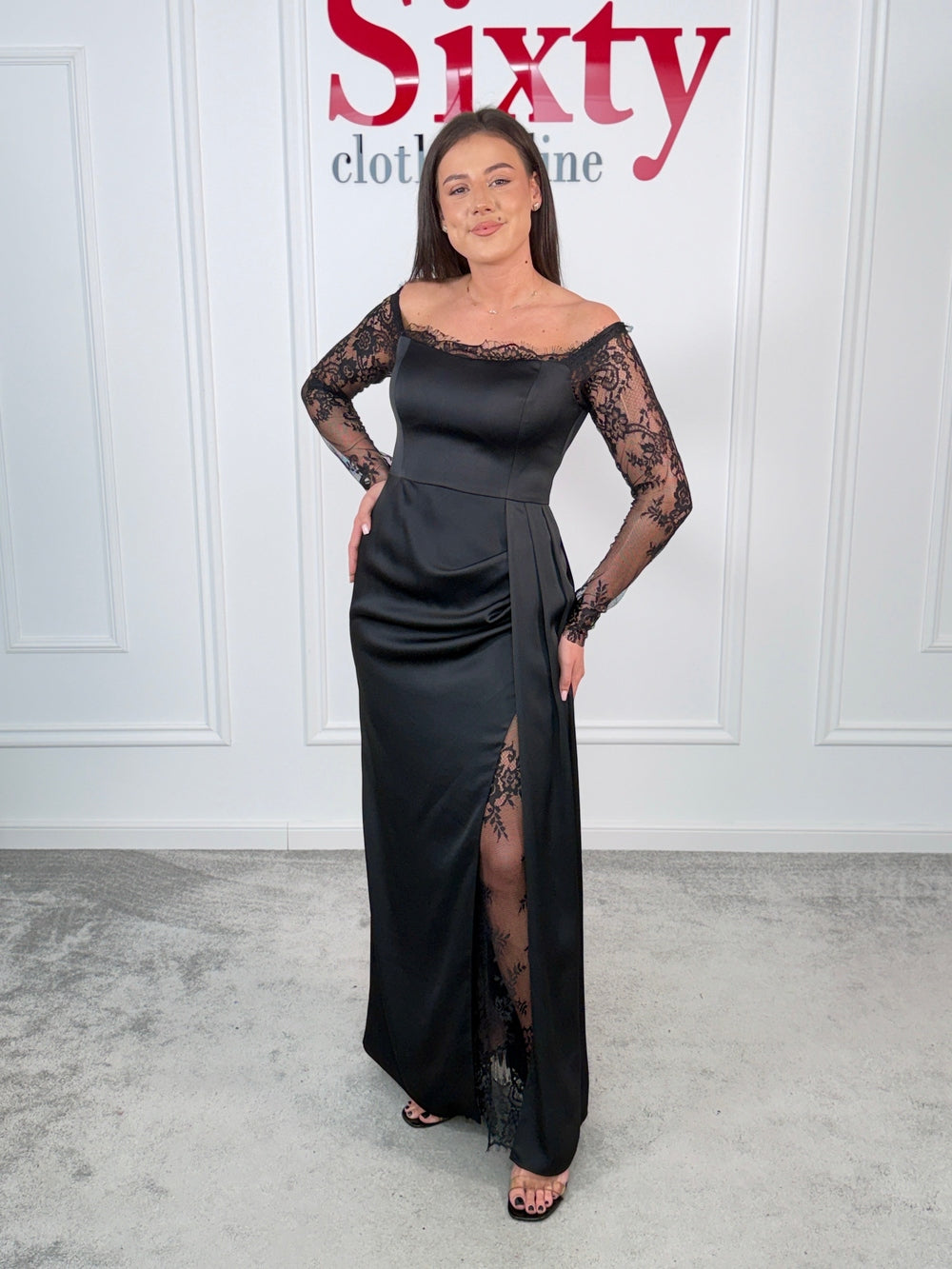 Rochie satin cu dantela Meria