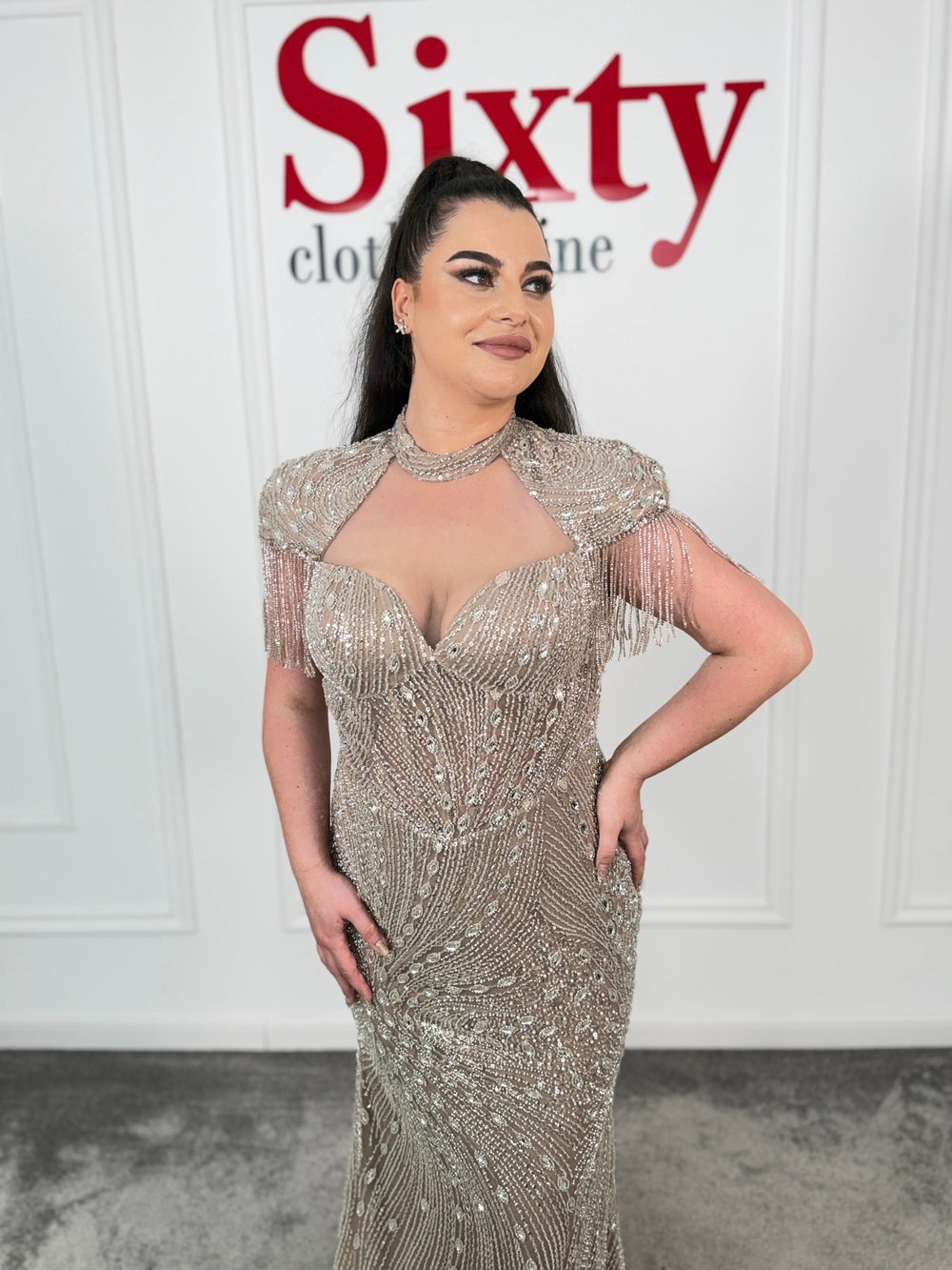 Rochie dantela cu pietre Nola
