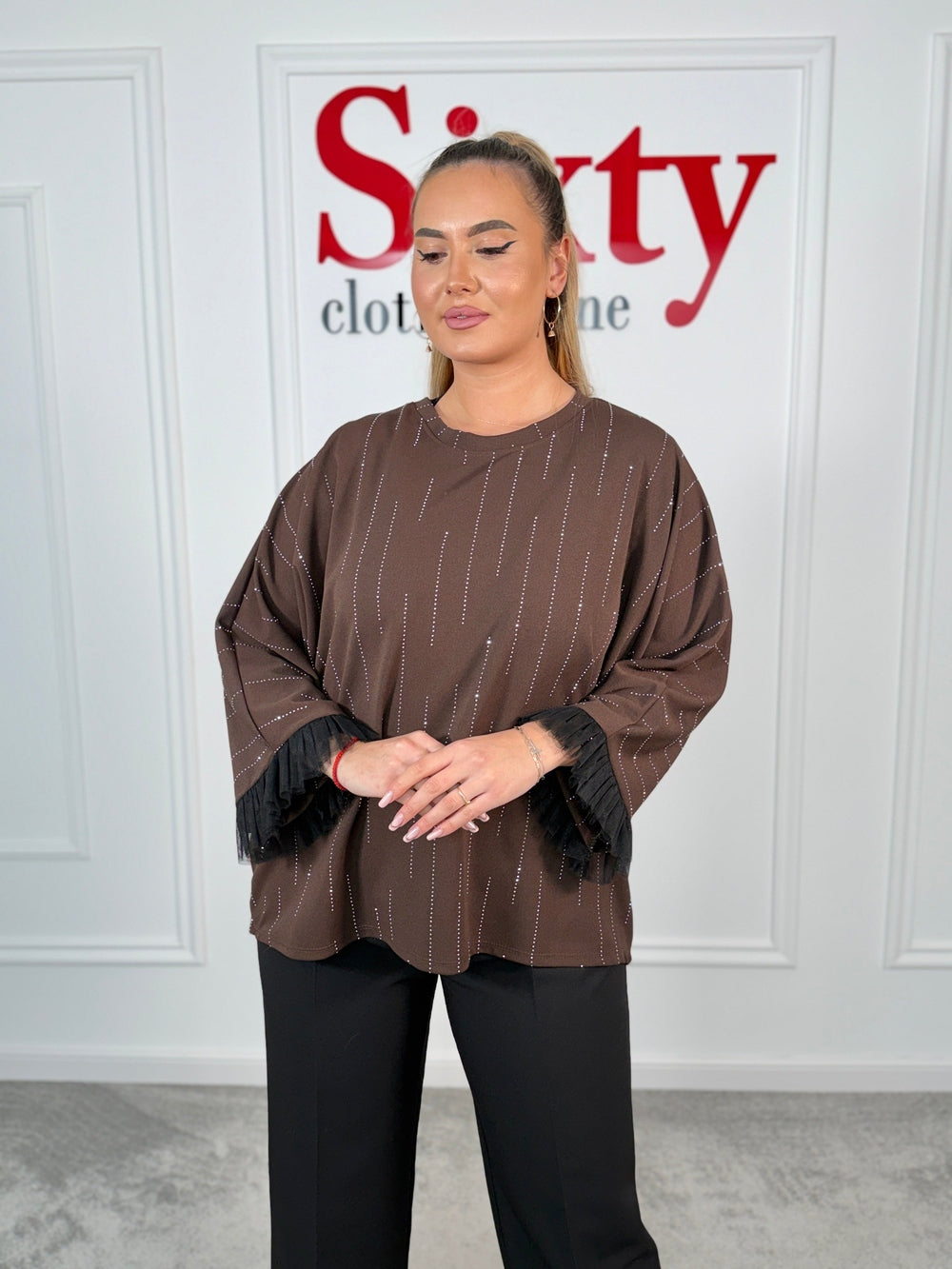 Bluza bumbac cu pietre Paula