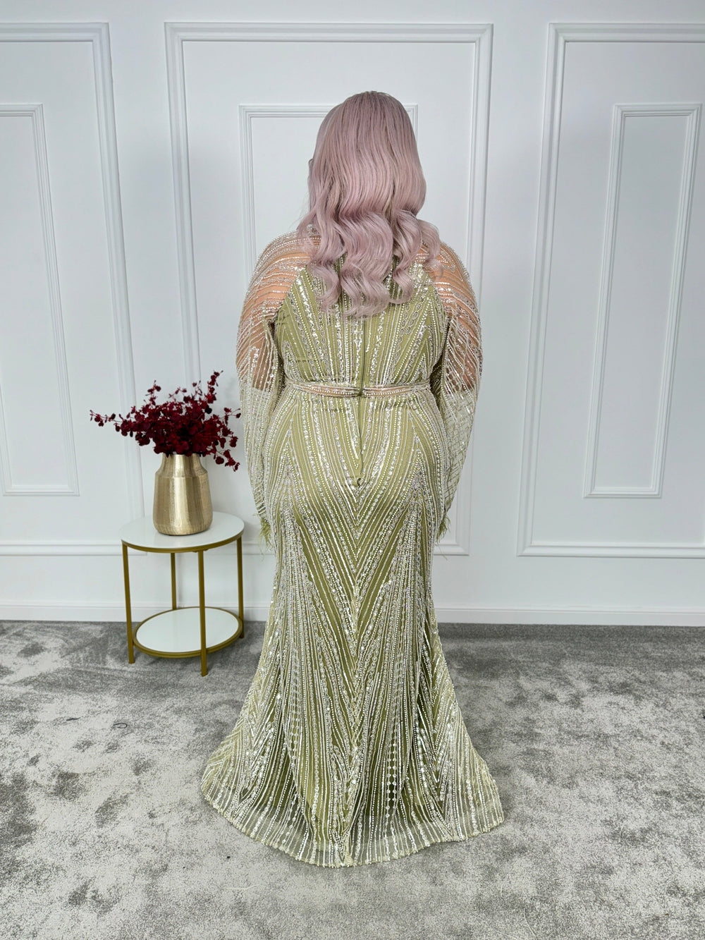 Rochie dantela cu perle Loren