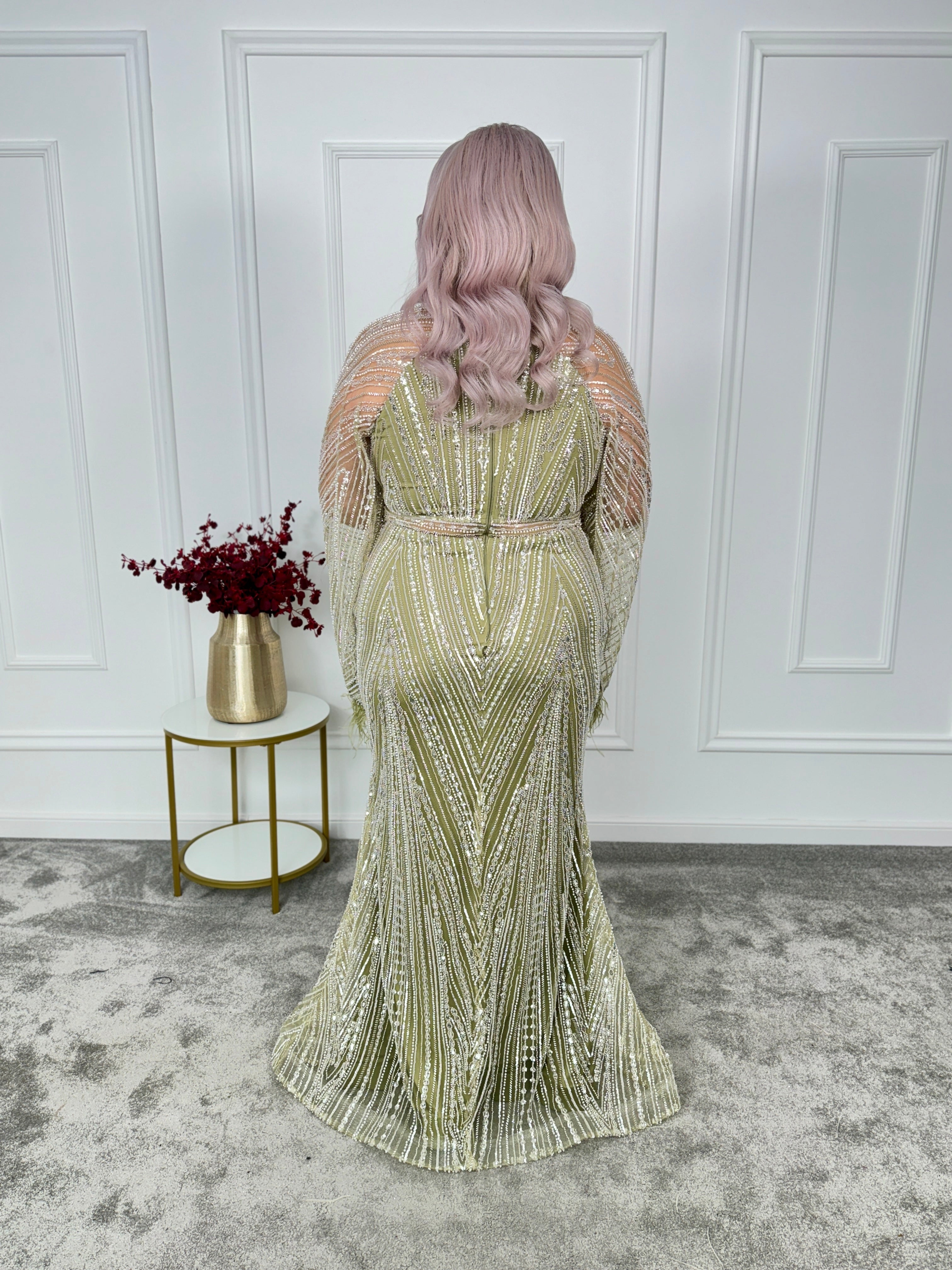 Rochie dantela cu perle Loren